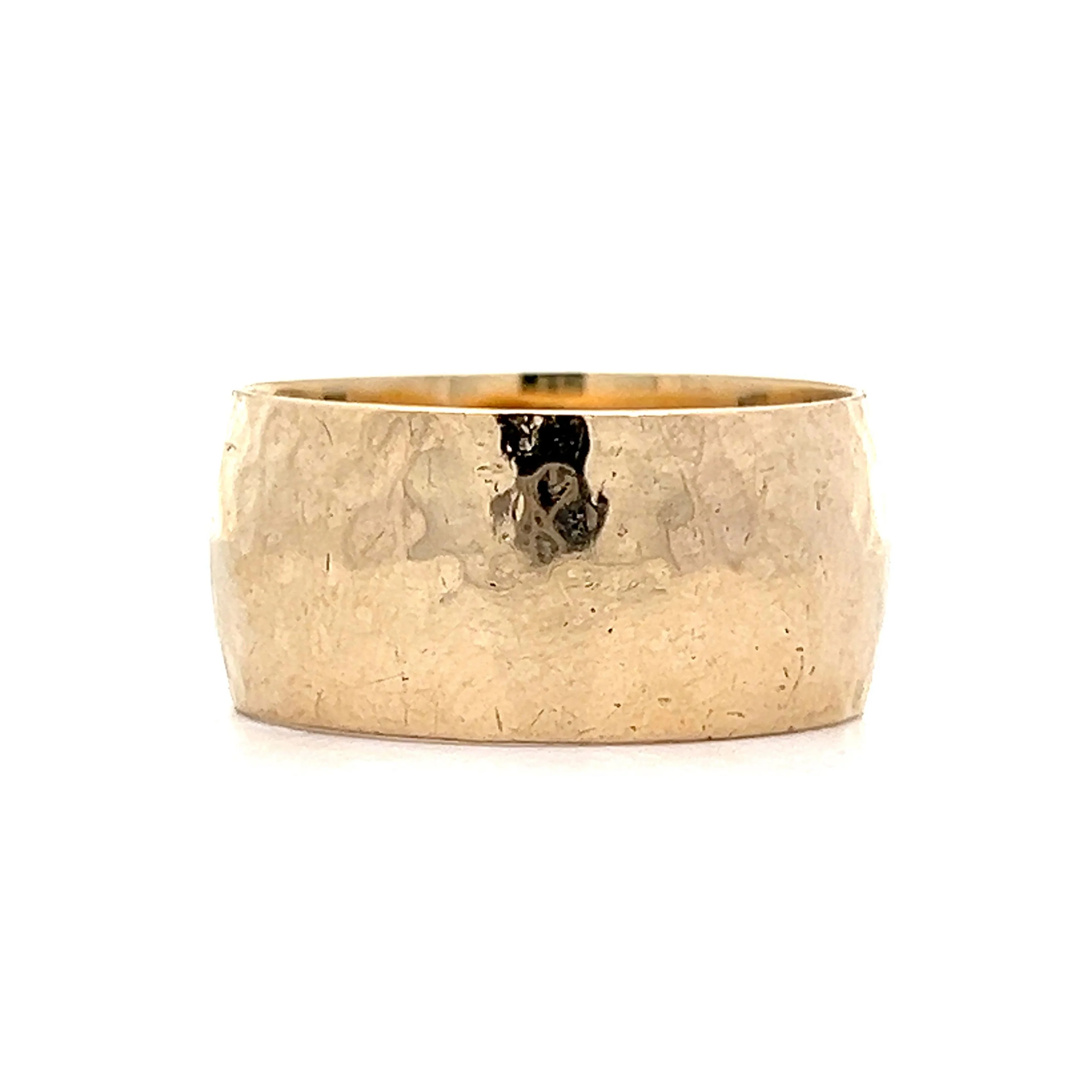 Men's 10mm Hammer Finish Band in 14k Yellow Gold