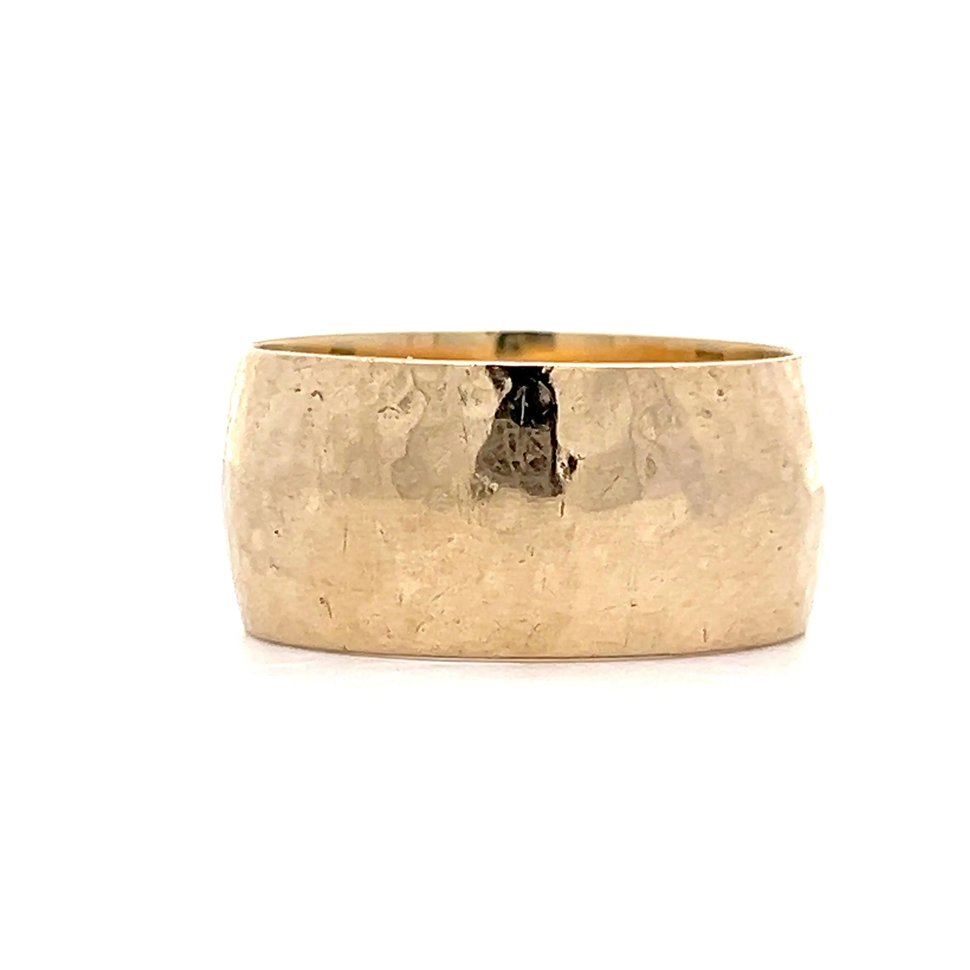 Men's 10mm Hammer Finish Band in 14k Yellow Gold - Image 2