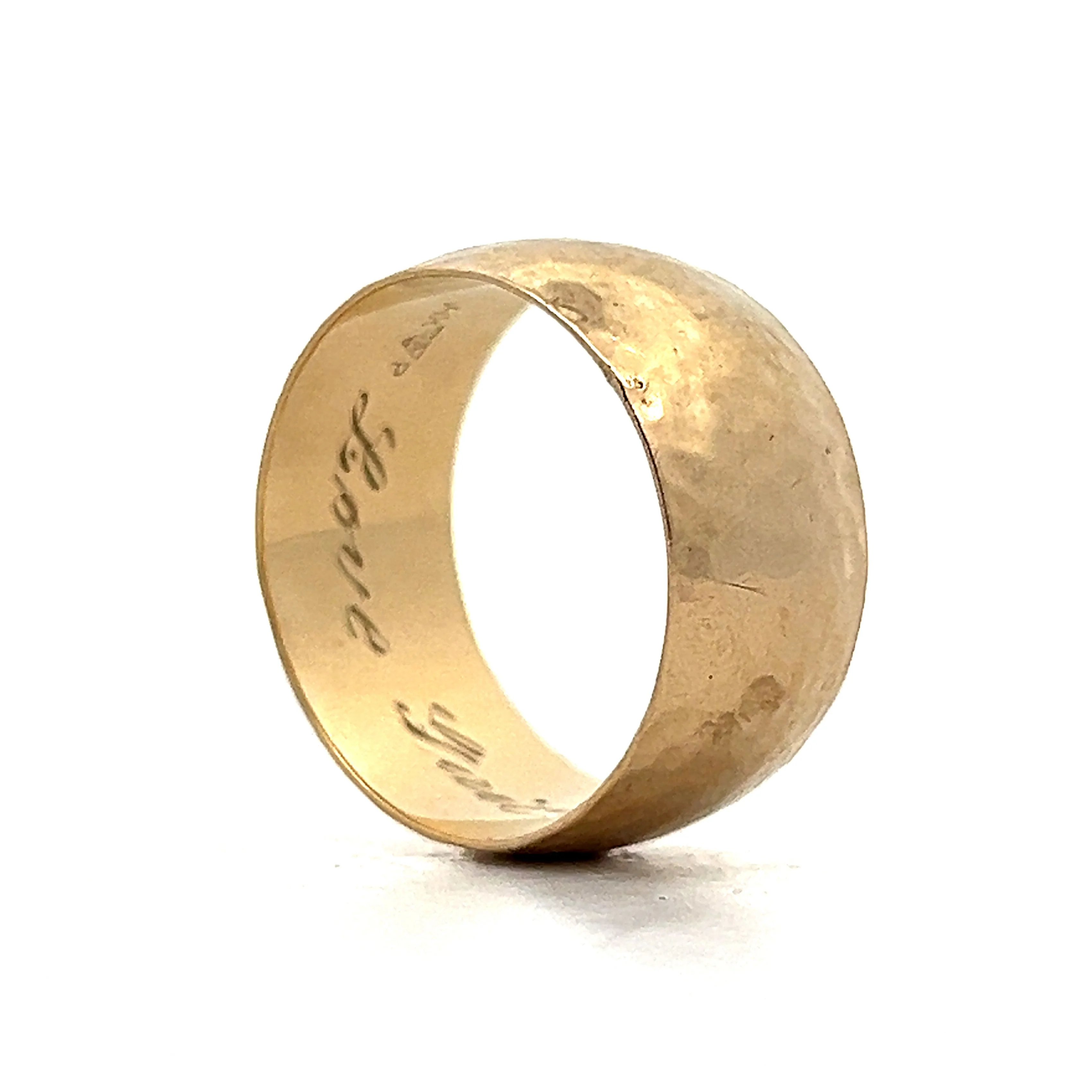 Men's 10mm Hammer Finish Band in 14k Yellow Gold - Image 5