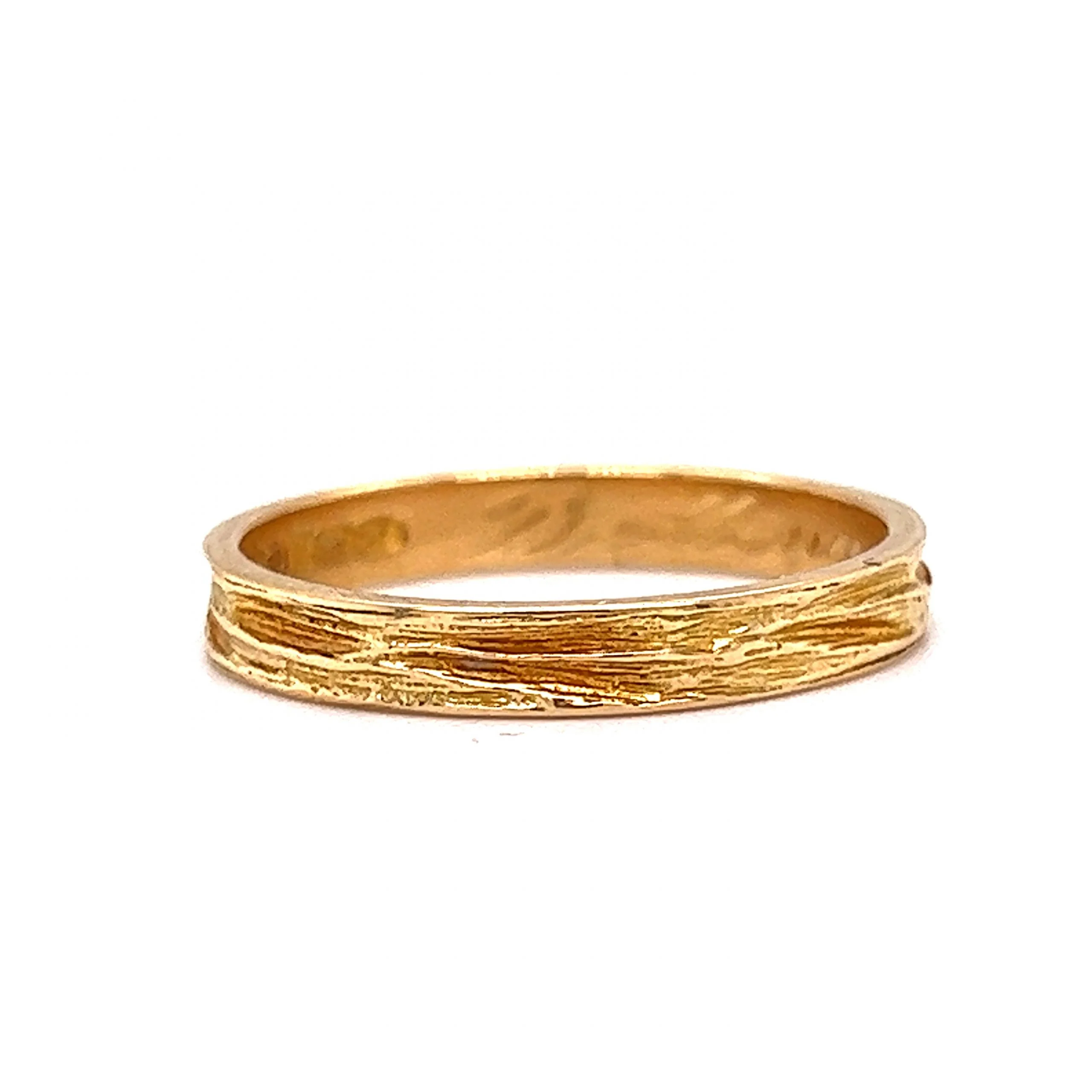 Men's 1980's Textured Wedding Band in 18k Yellow Gold - Image 2