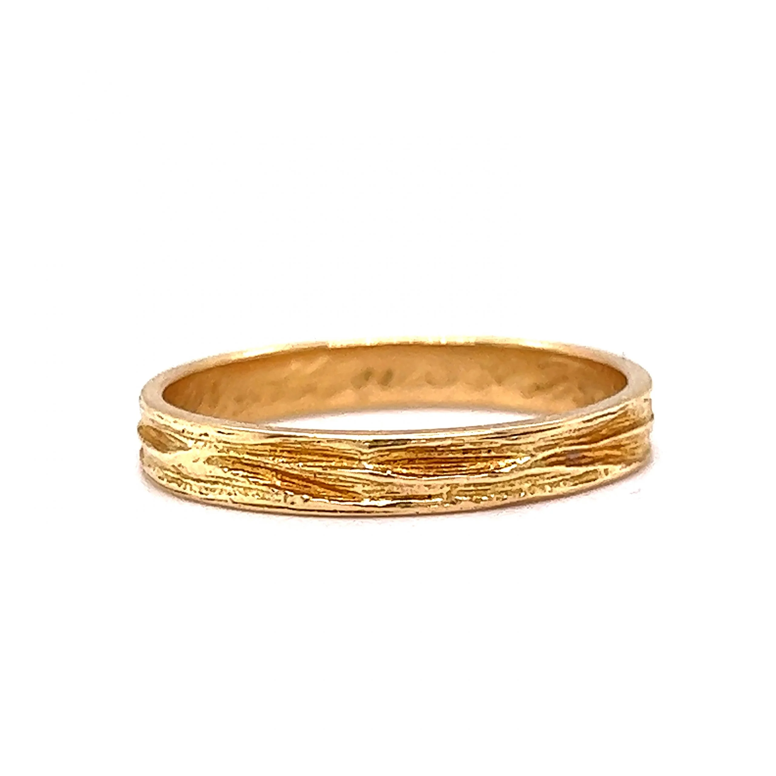 Men's 1980's Textured Wedding Band in 18k Yellow Gold - Image 3