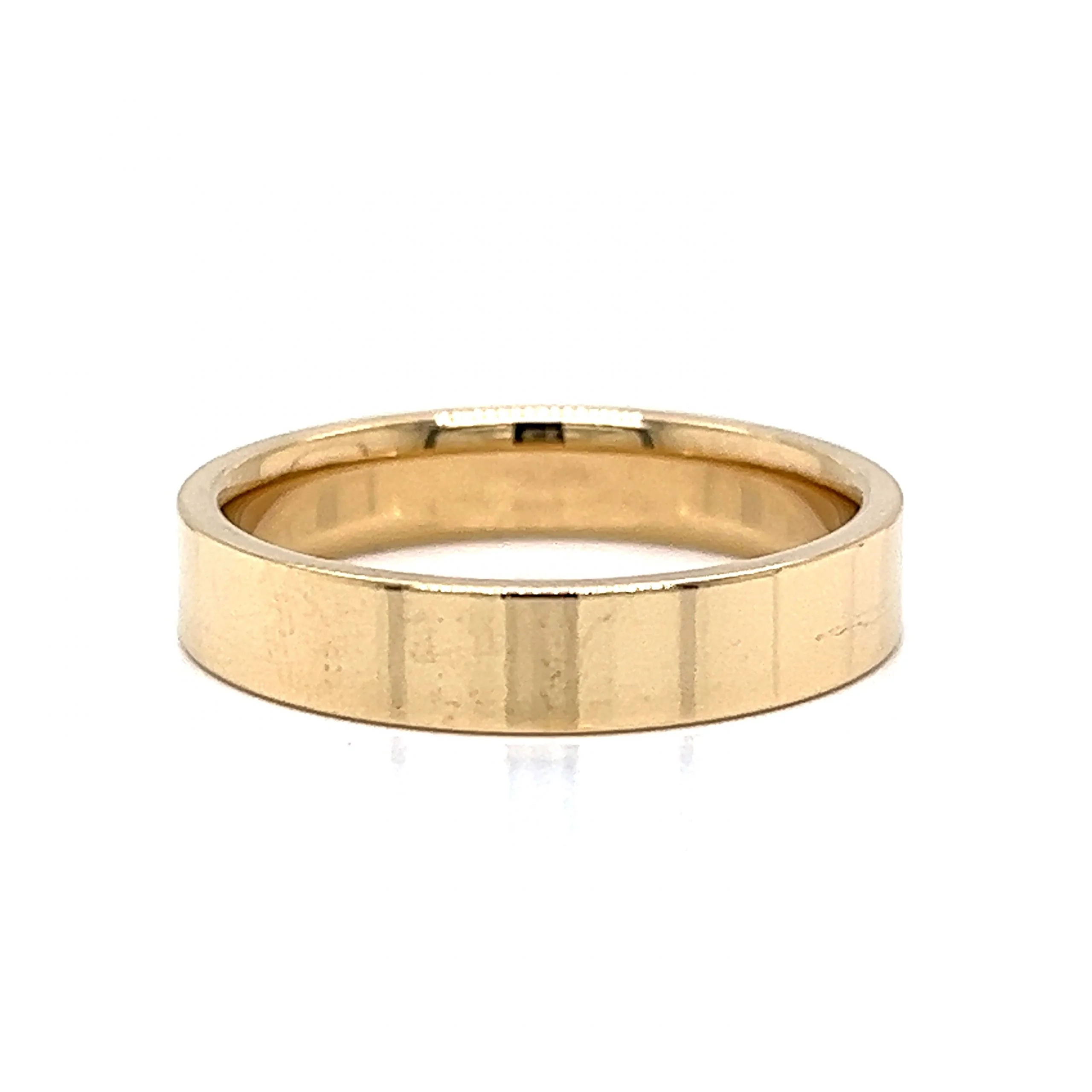 Men's 4mm Flat Edge Wedding Band in 14k Yellow Gold - Image 2