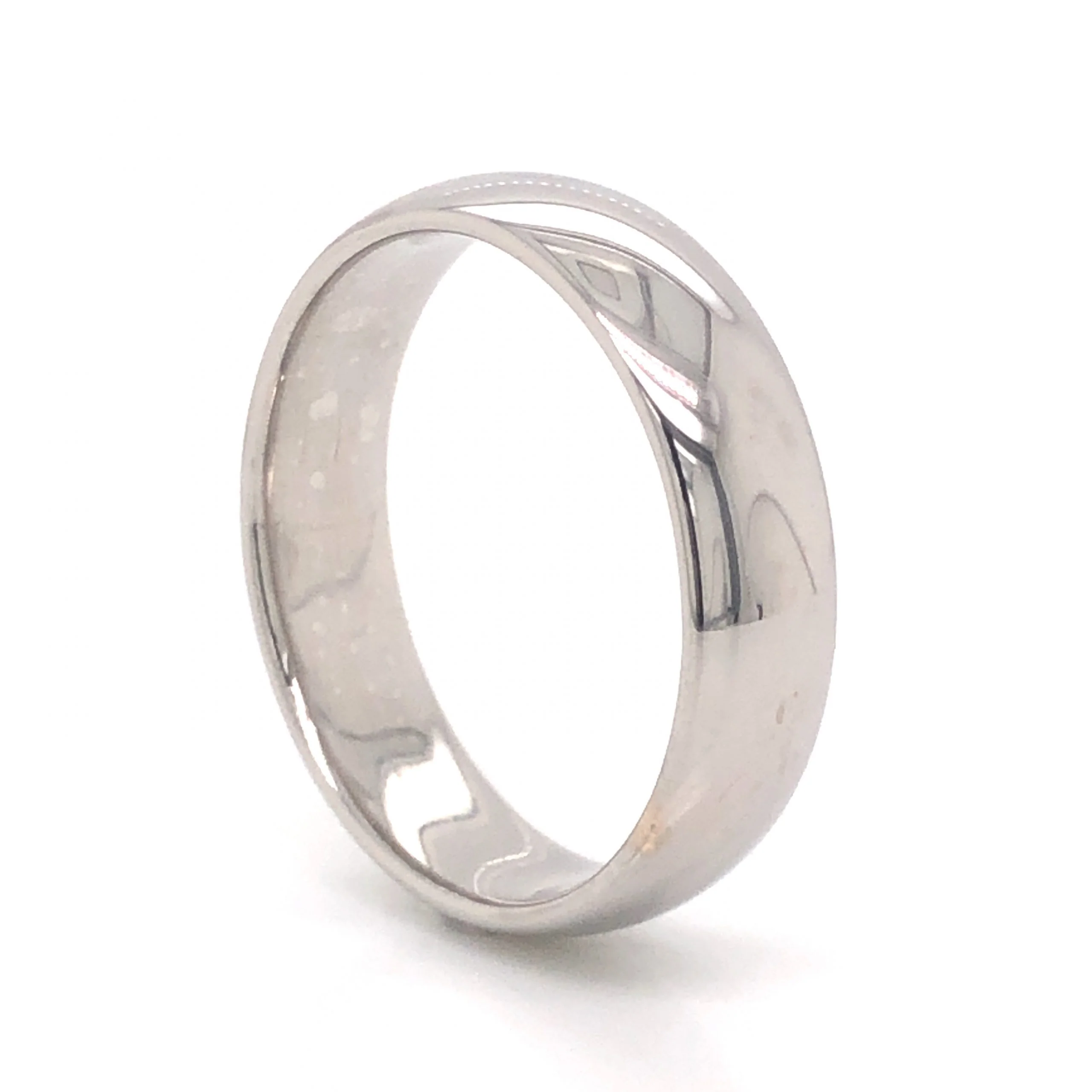 Men's 5.5mm Half Round Wedding Band in 14K White Gold - Image 4