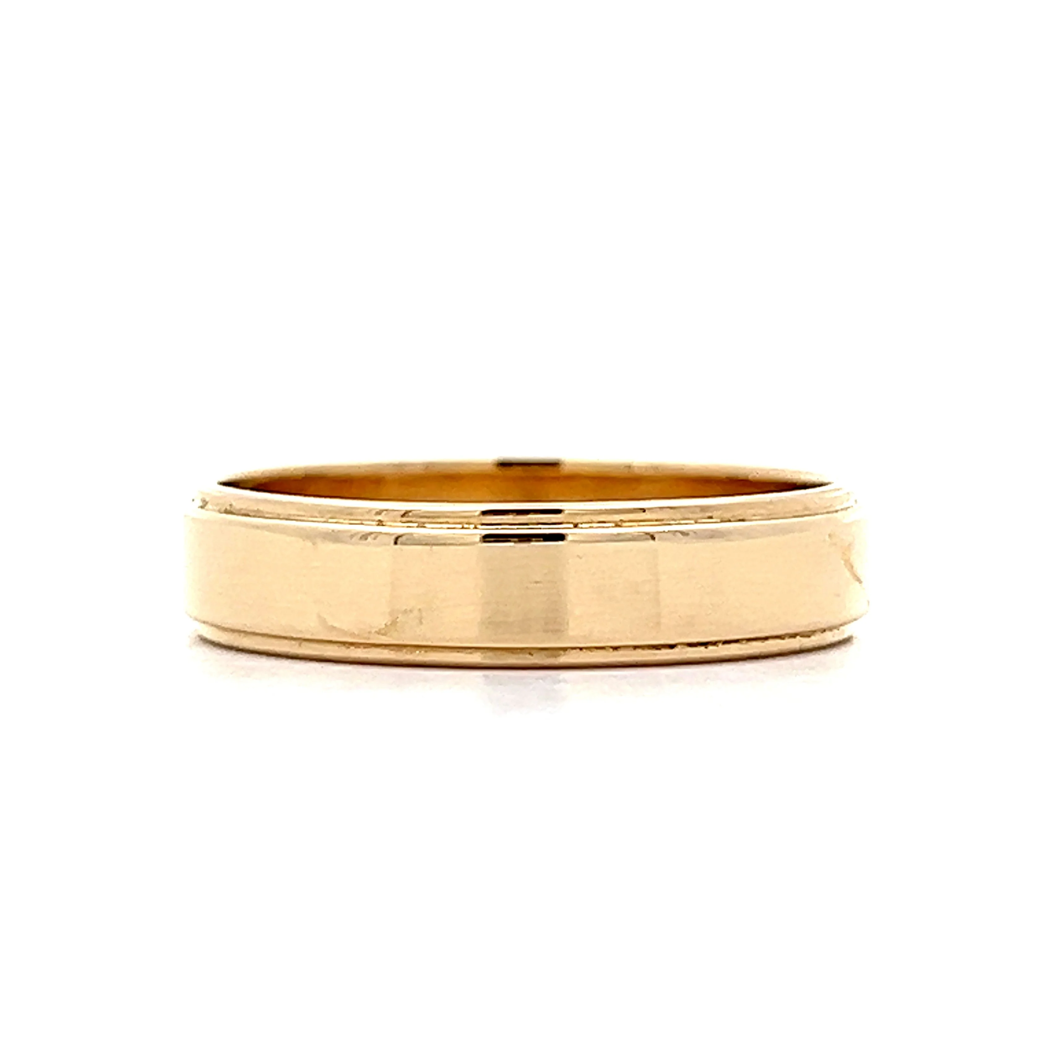 Mens 5mm Flat Step Edge Wedding Band in 14k - Image 2