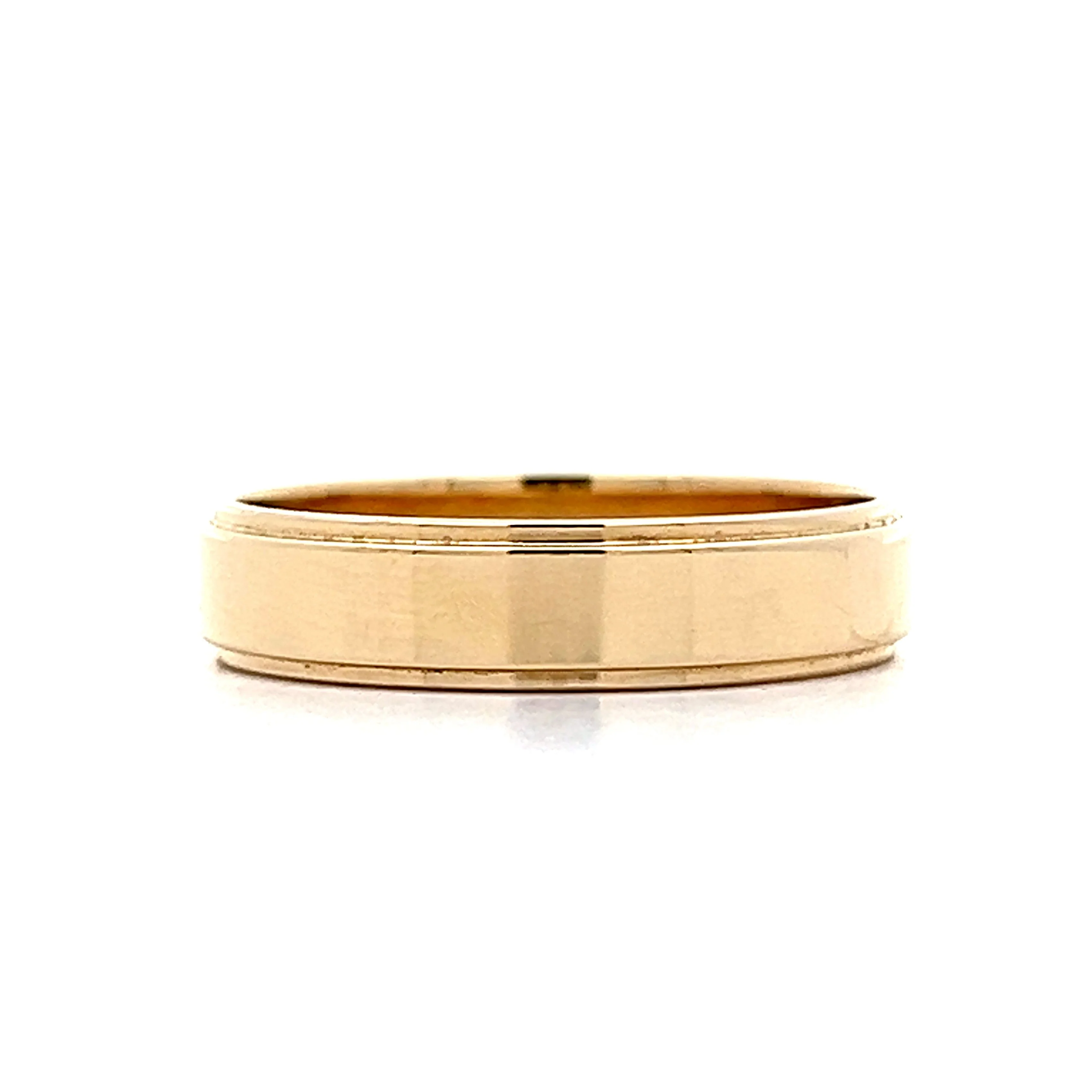 Mens 5mm Flat Step Edge Wedding Band in 14k - Image 3