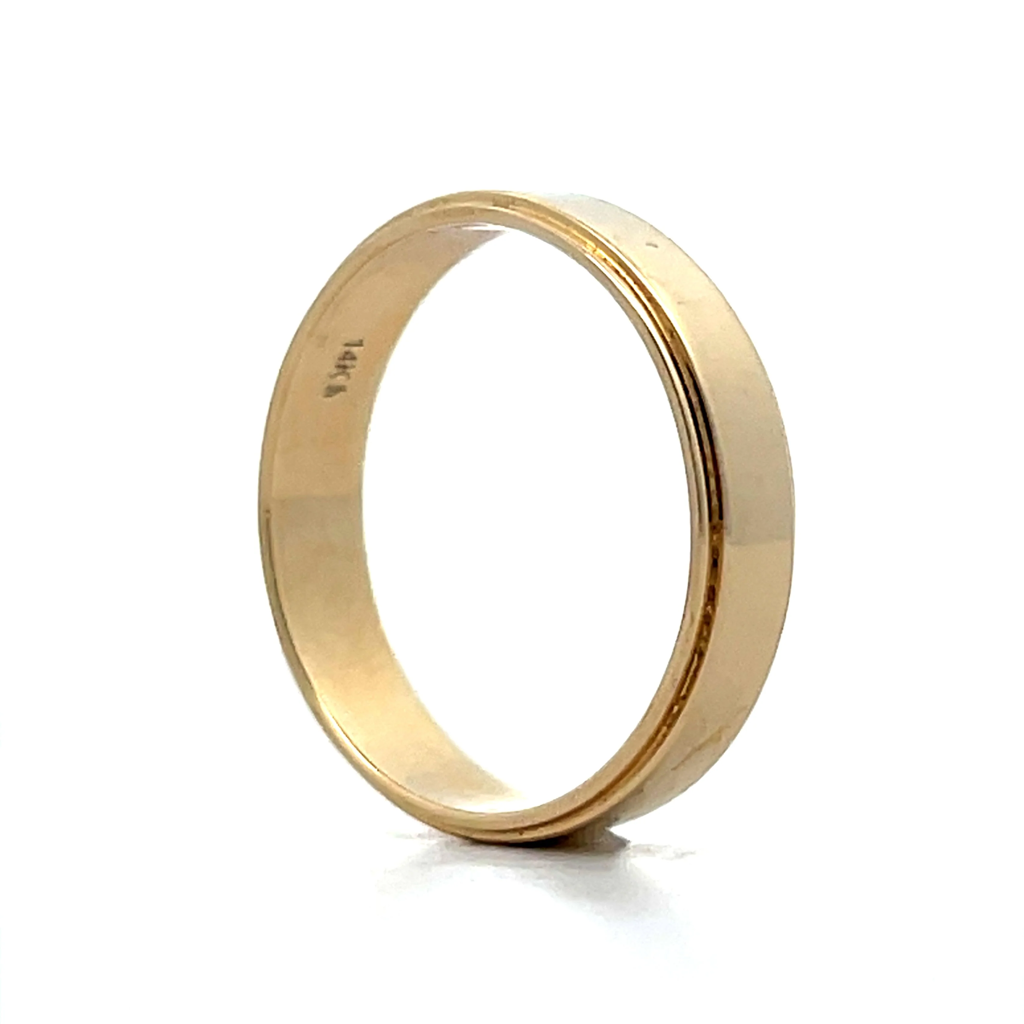 Mens 5mm Flat Step Edge Wedding Band in 14k - Image 5