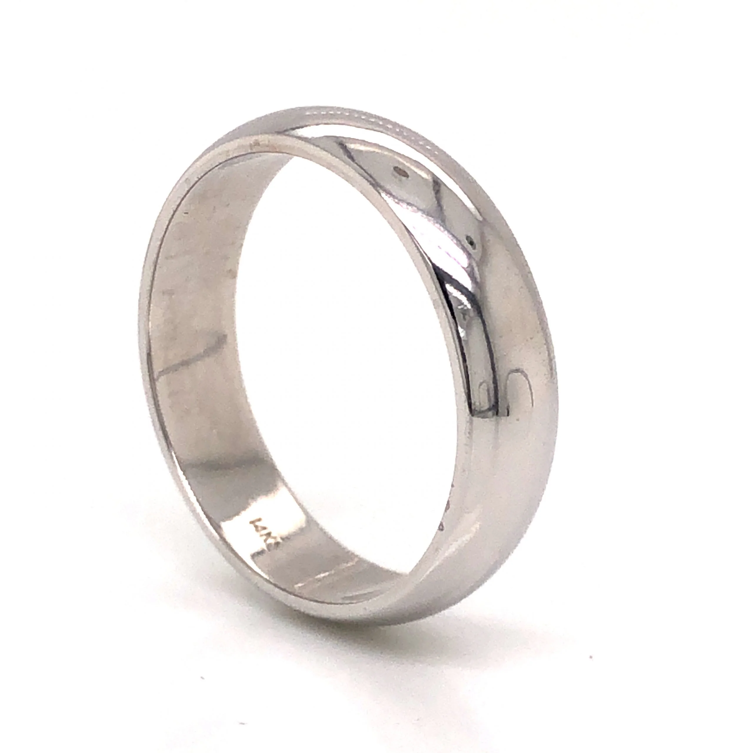 Men's 5mm Half Round Wedding Band in 14K White Gold - Image 3