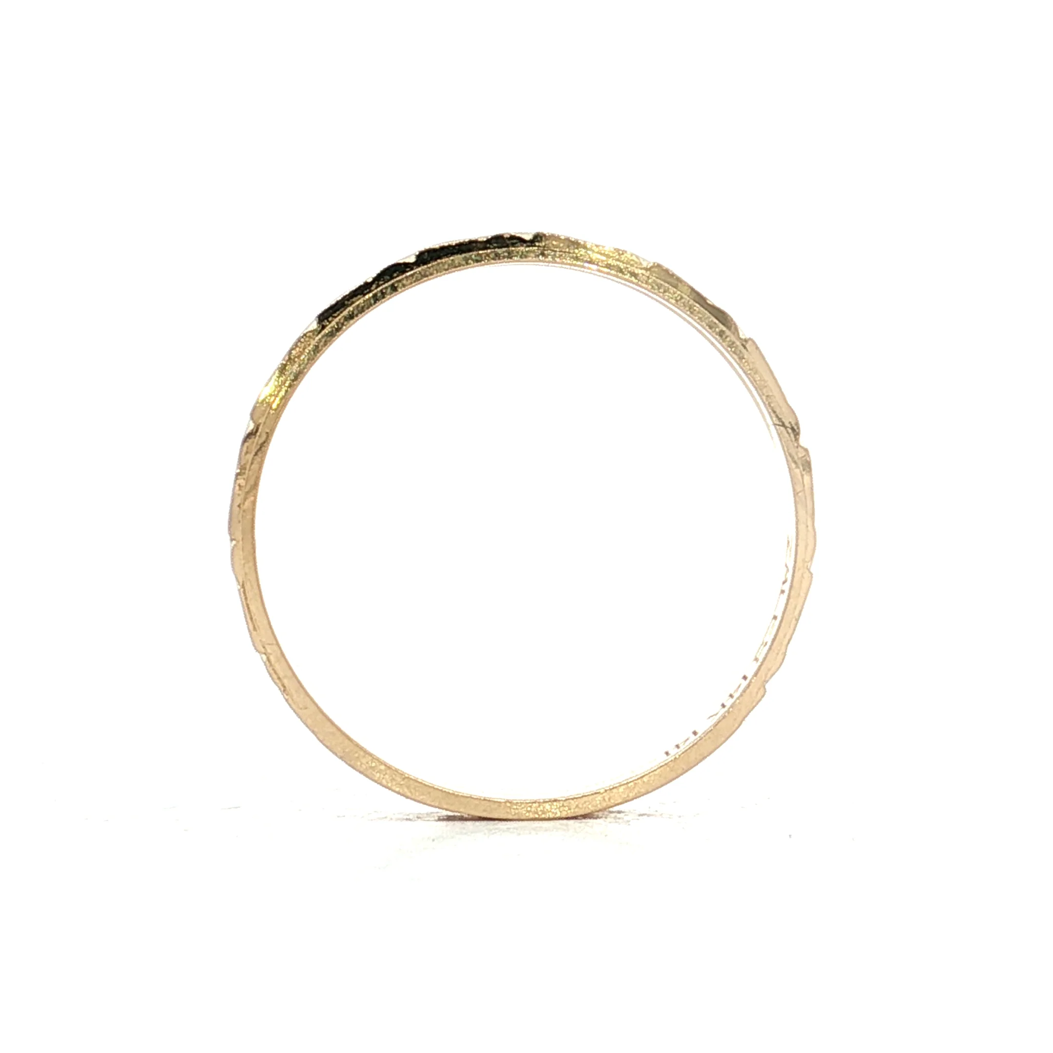 Mens 5mm Textured Wedding Band 14k Yellow Gold - Image 4