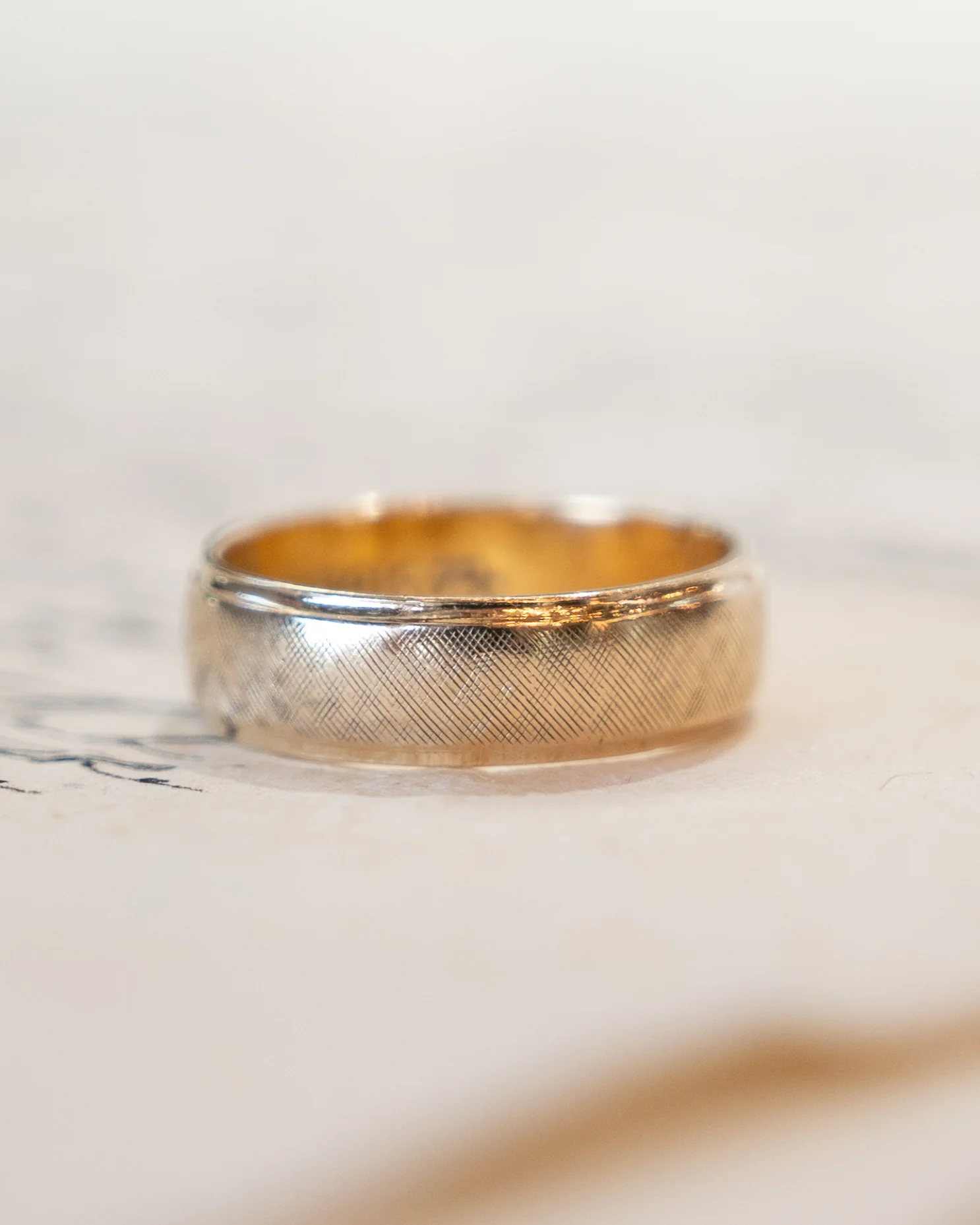Mens 6mm Florentine Step Edge Wedding Band 14k - Image 6