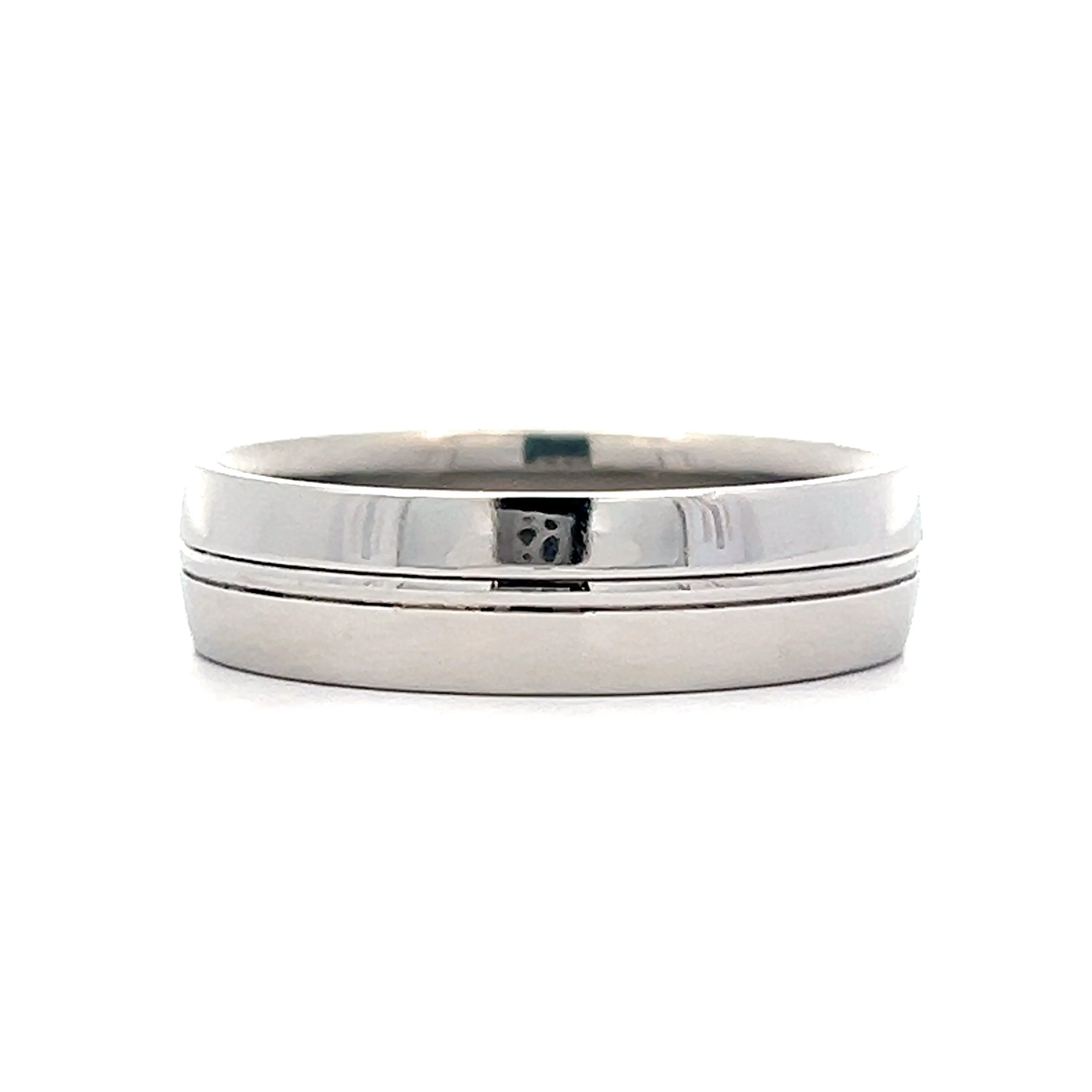 Men's 6mm Half Round Wedding Band in Platinum - Image 2