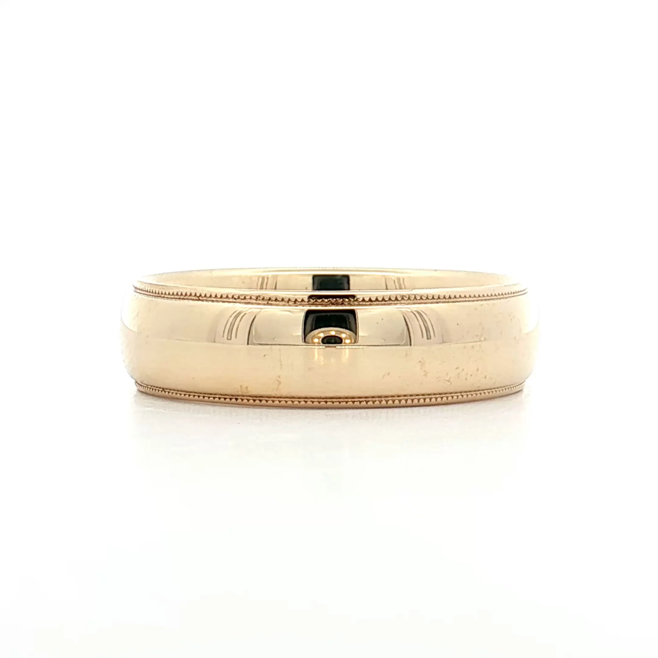 Mens 6mm Milgrain Step Edge Wedding Band 14k