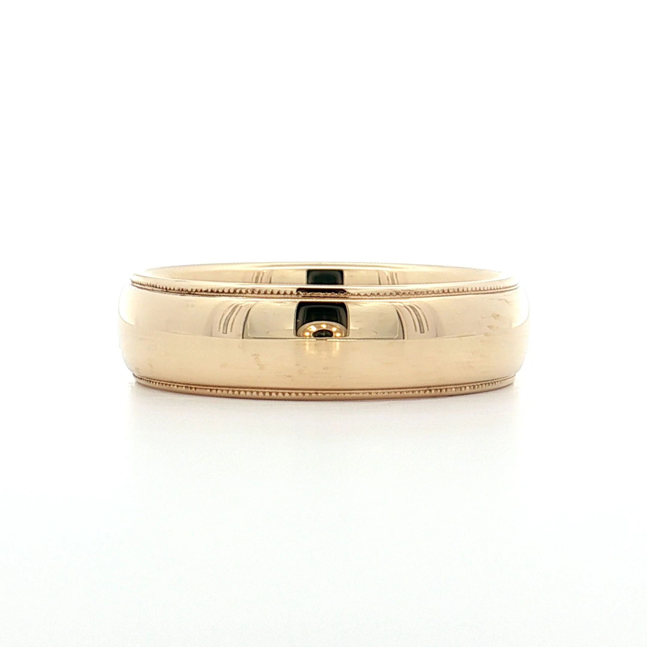 Mens 6mm Milgrain Step Edge Wedding Band 14k - Image 2