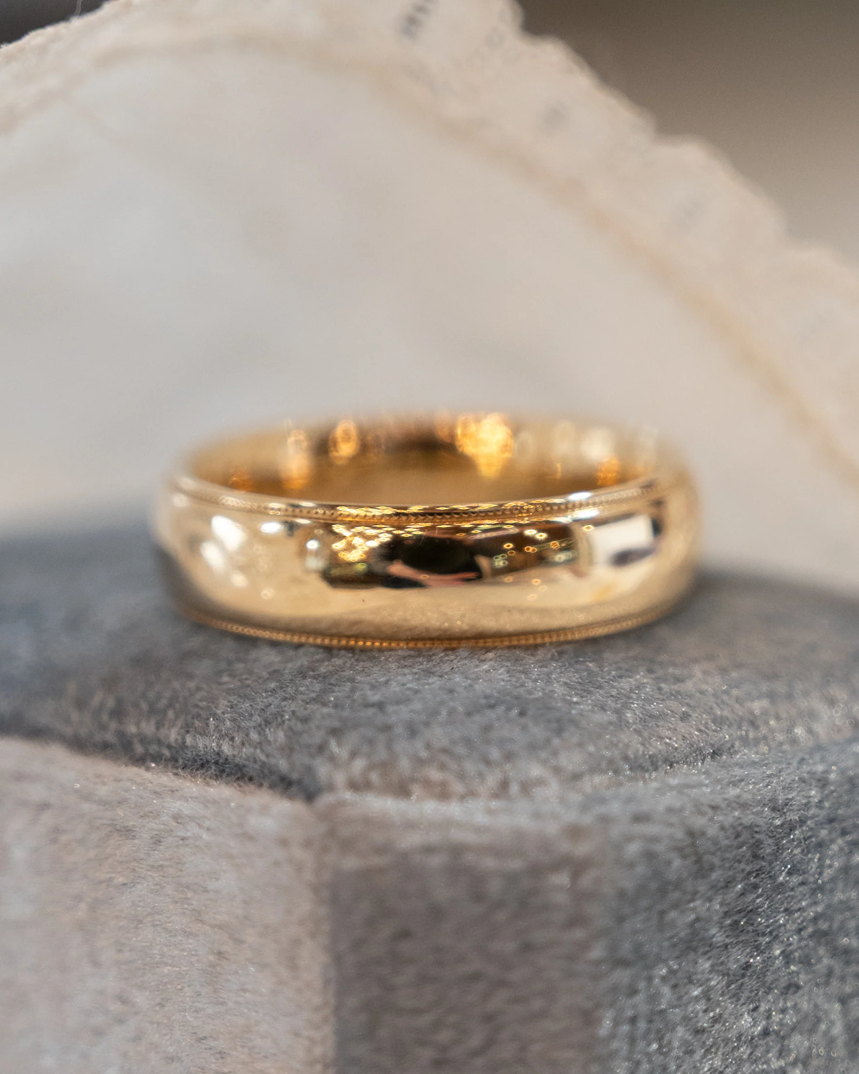 Mens 6mm Milgrain Step Edge Wedding Band 14k - Image 6