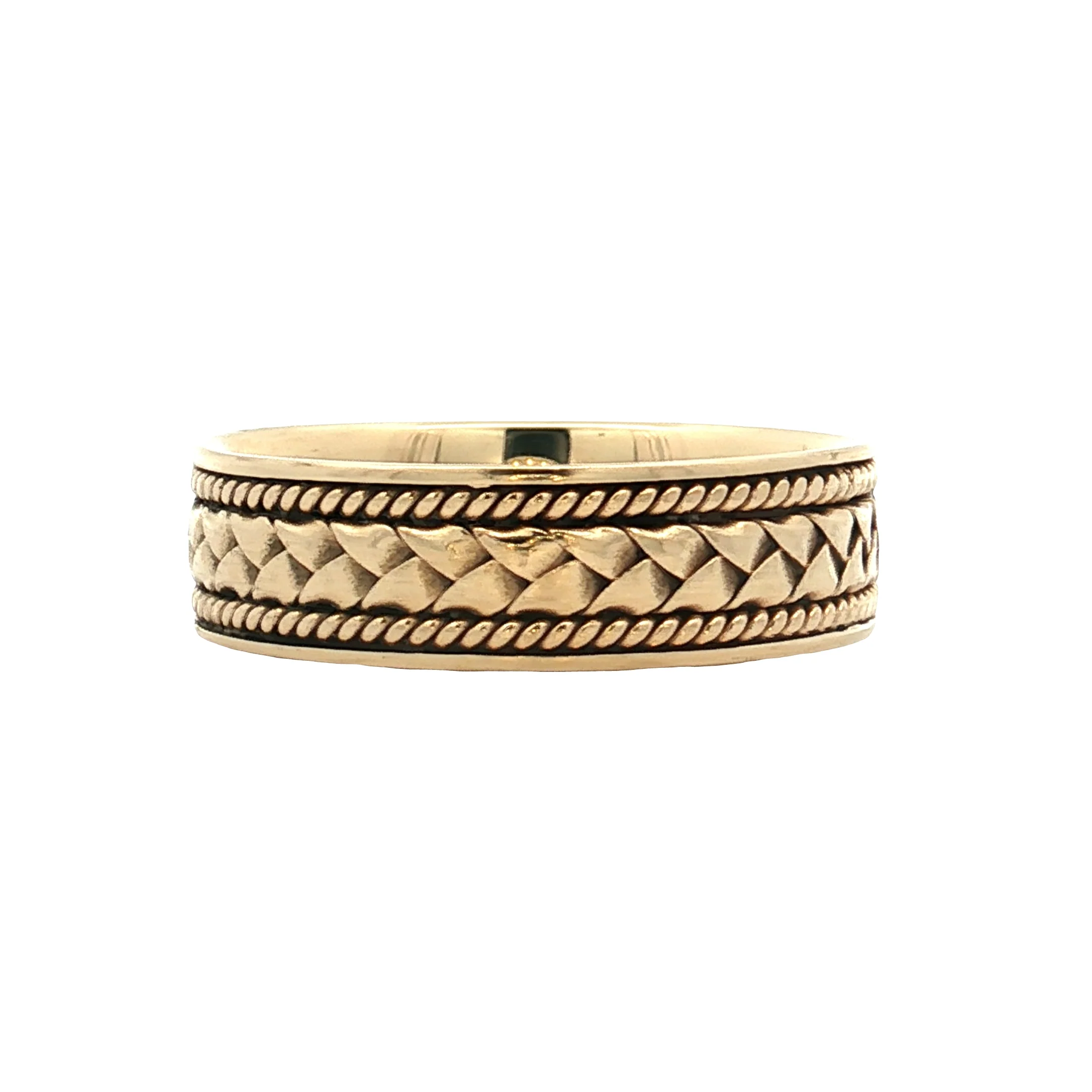 Mens 6mm Rope Texture Wedding Band 14k Yellow Gold - Image 3