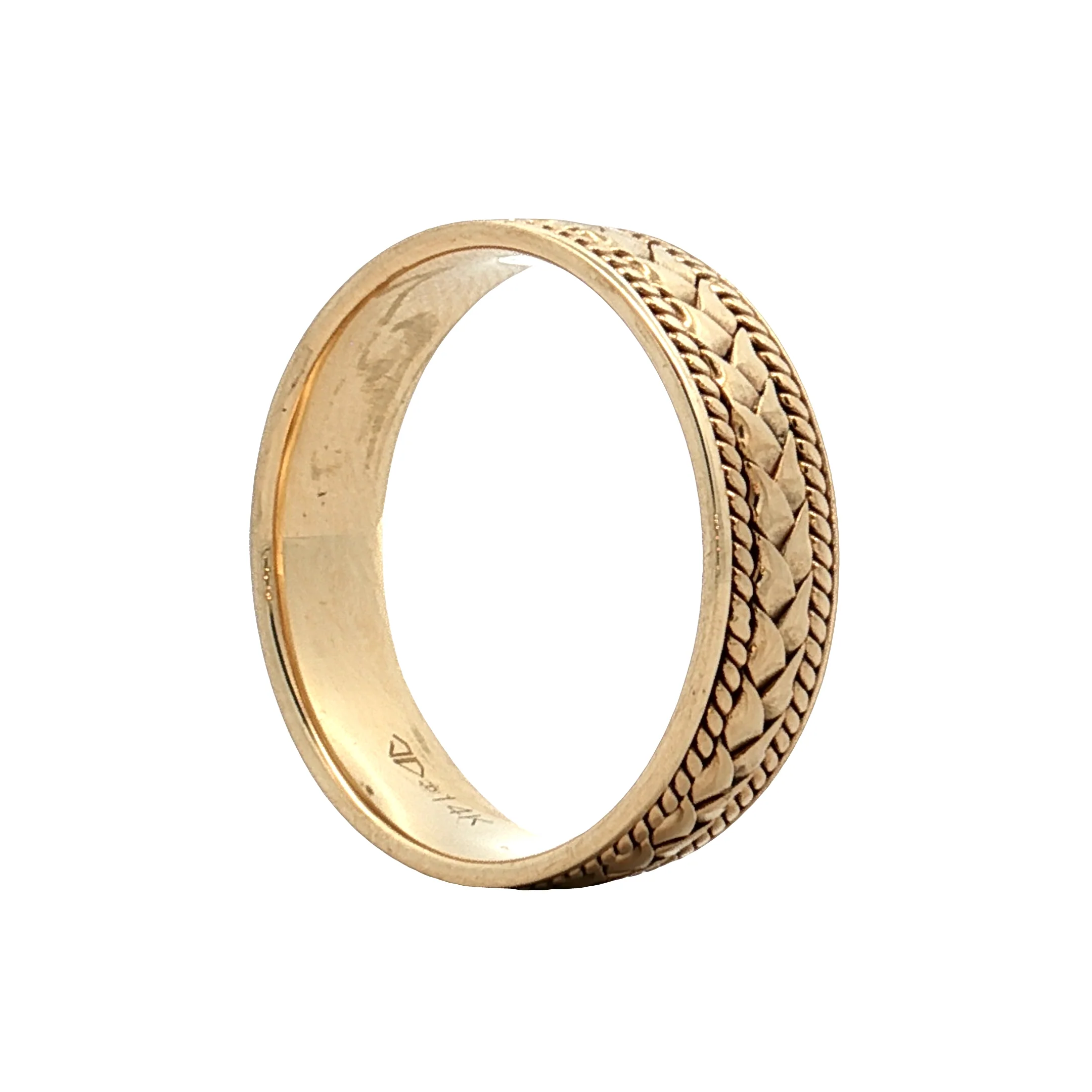 Mens 6mm Rope Texture Wedding Band 14k Yellow Gold - Image 5