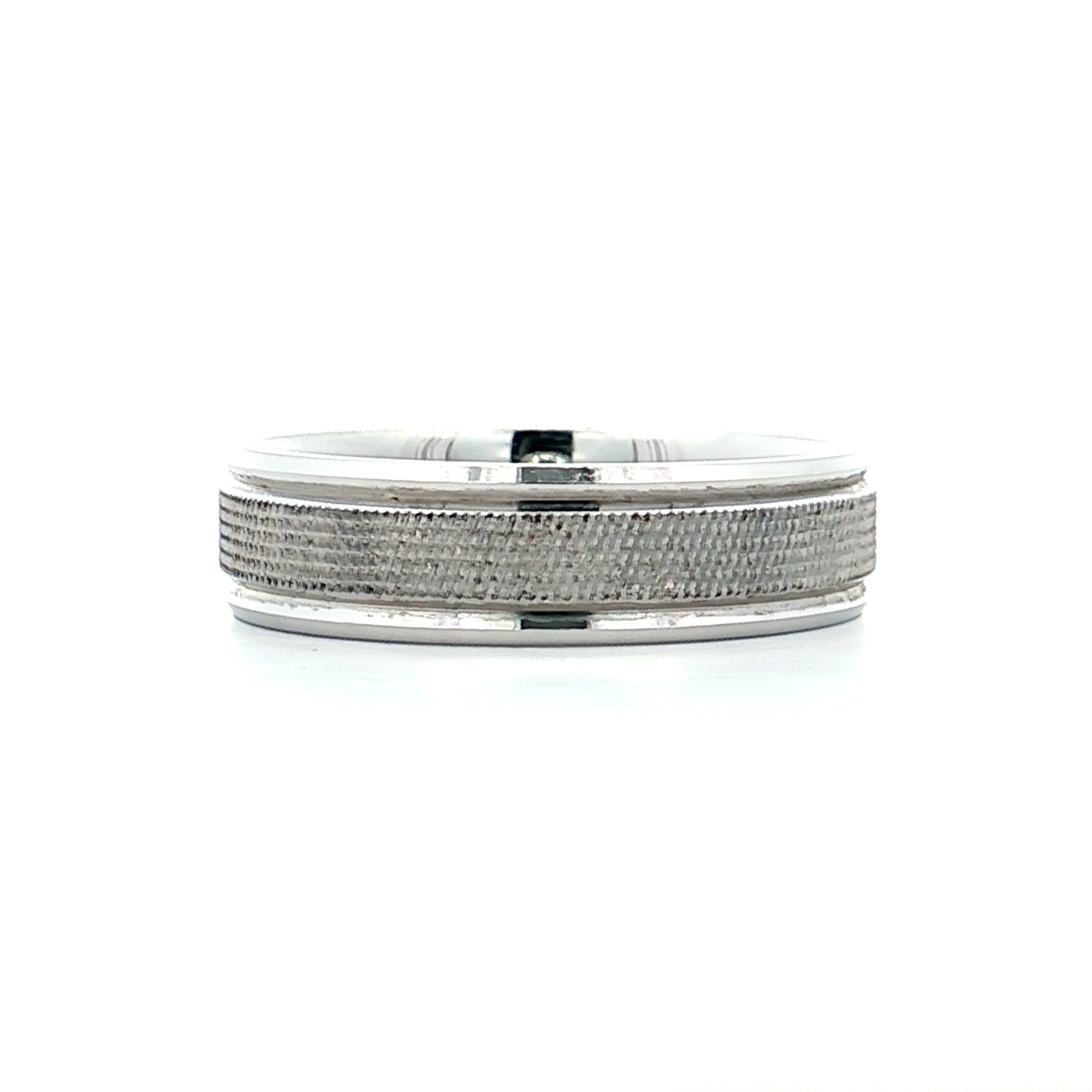 Mens 6mm Textured Step Edge Wedding Band 14k - Image 2