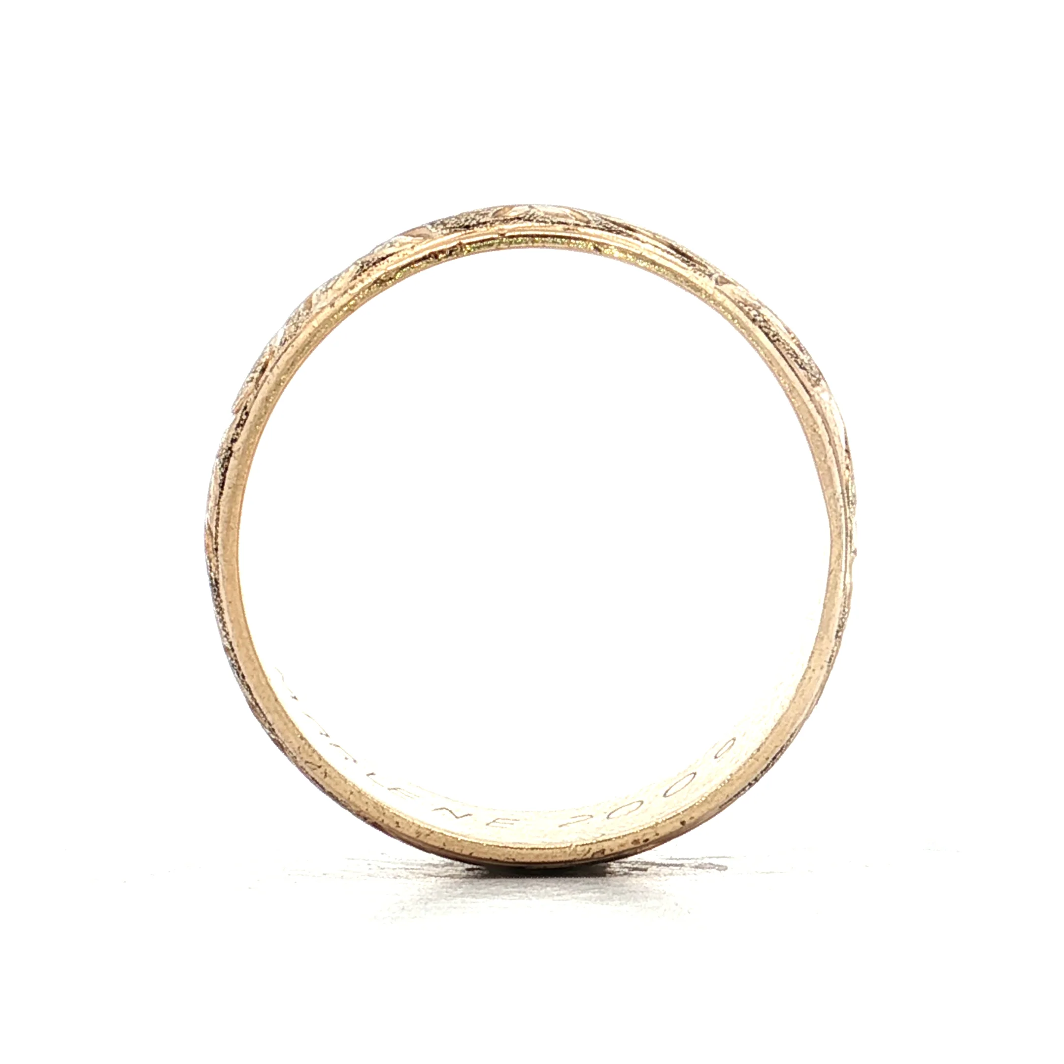 Mens 8mm Engraved Wedding Band 14k Yellow Gold - Image 6