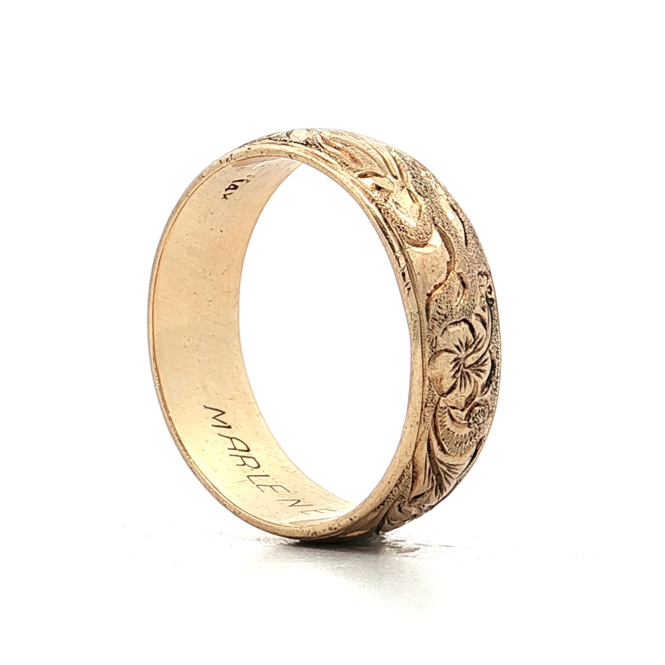 Mens 8mm Engraved Wedding Band 14k Yellow Gold - Image 7