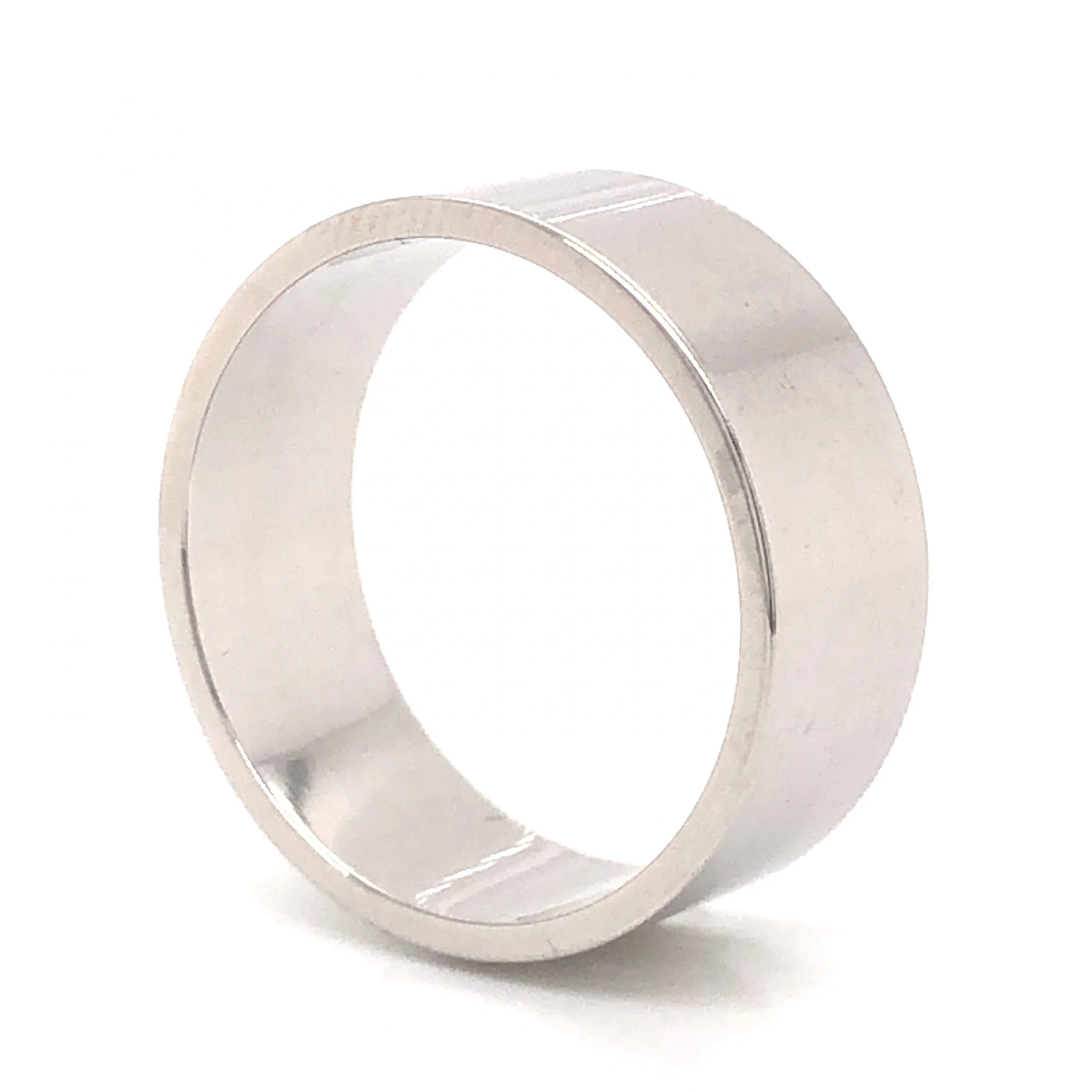 Men's 9mm Flat Edge Wedding Band in 14K White Gold - Image 2
