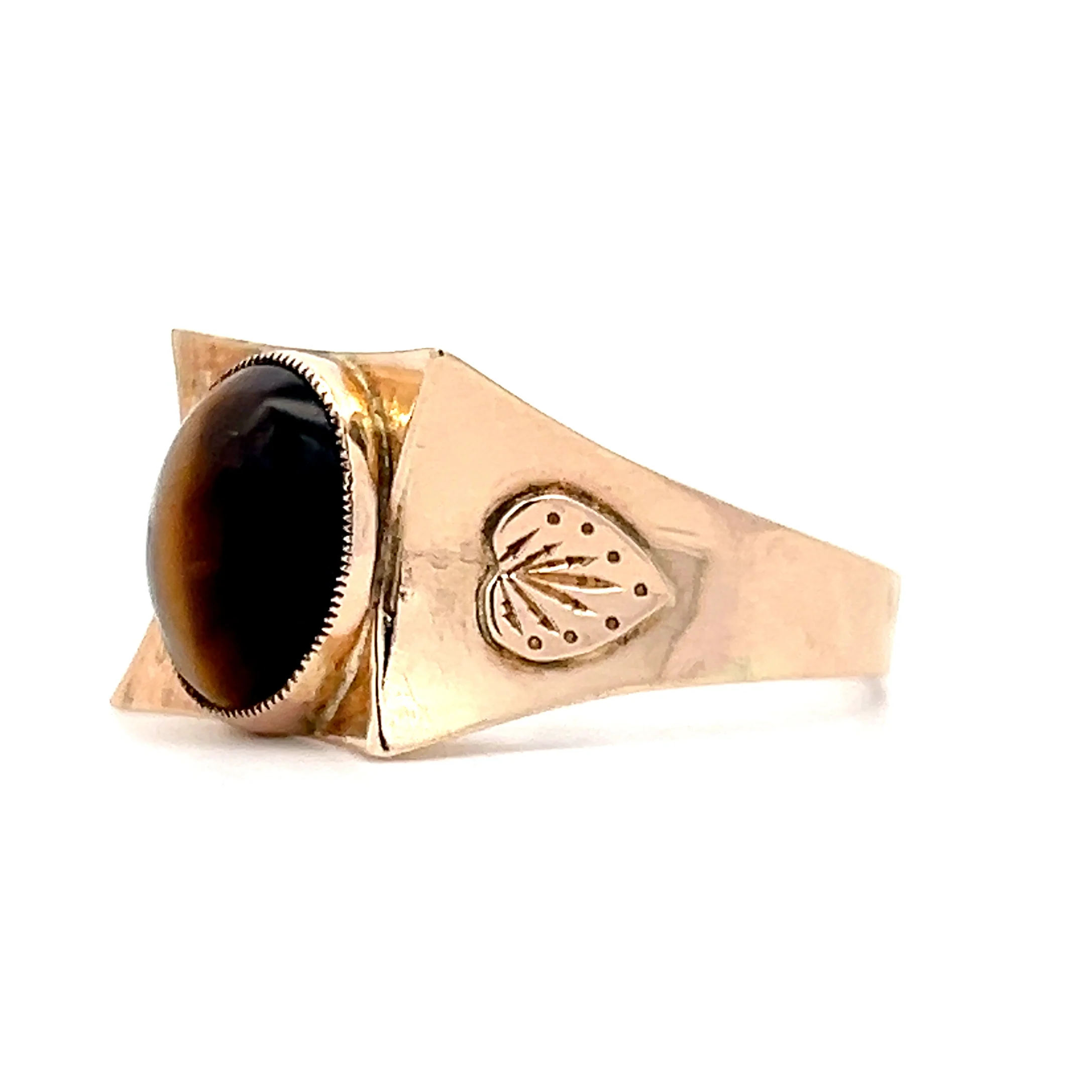 Mens Antique Art Nouveau Tigers Eye Ring in 14k - Image 2