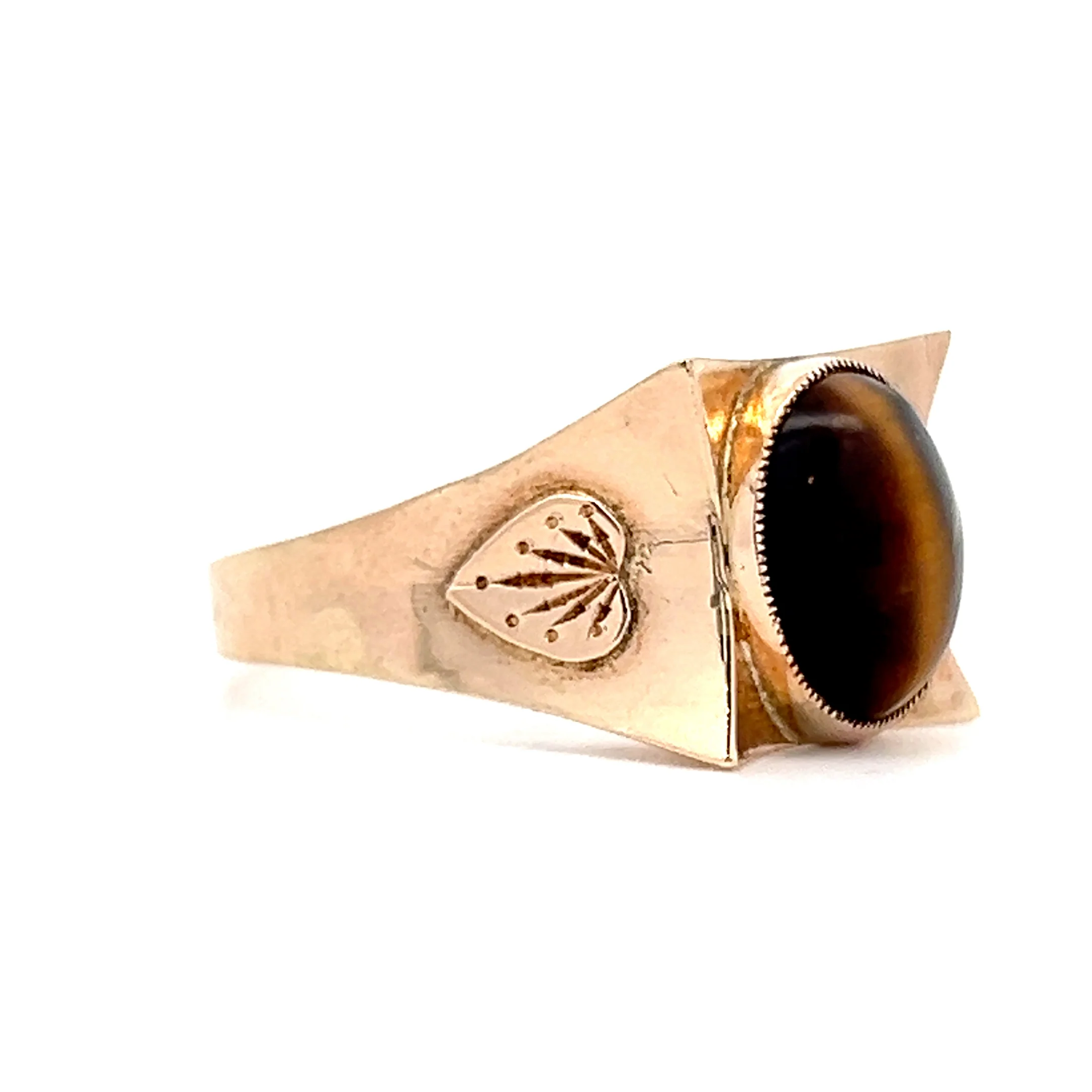 Mens Antique Art Nouveau Tigers Eye Ring in 14k - Image 3