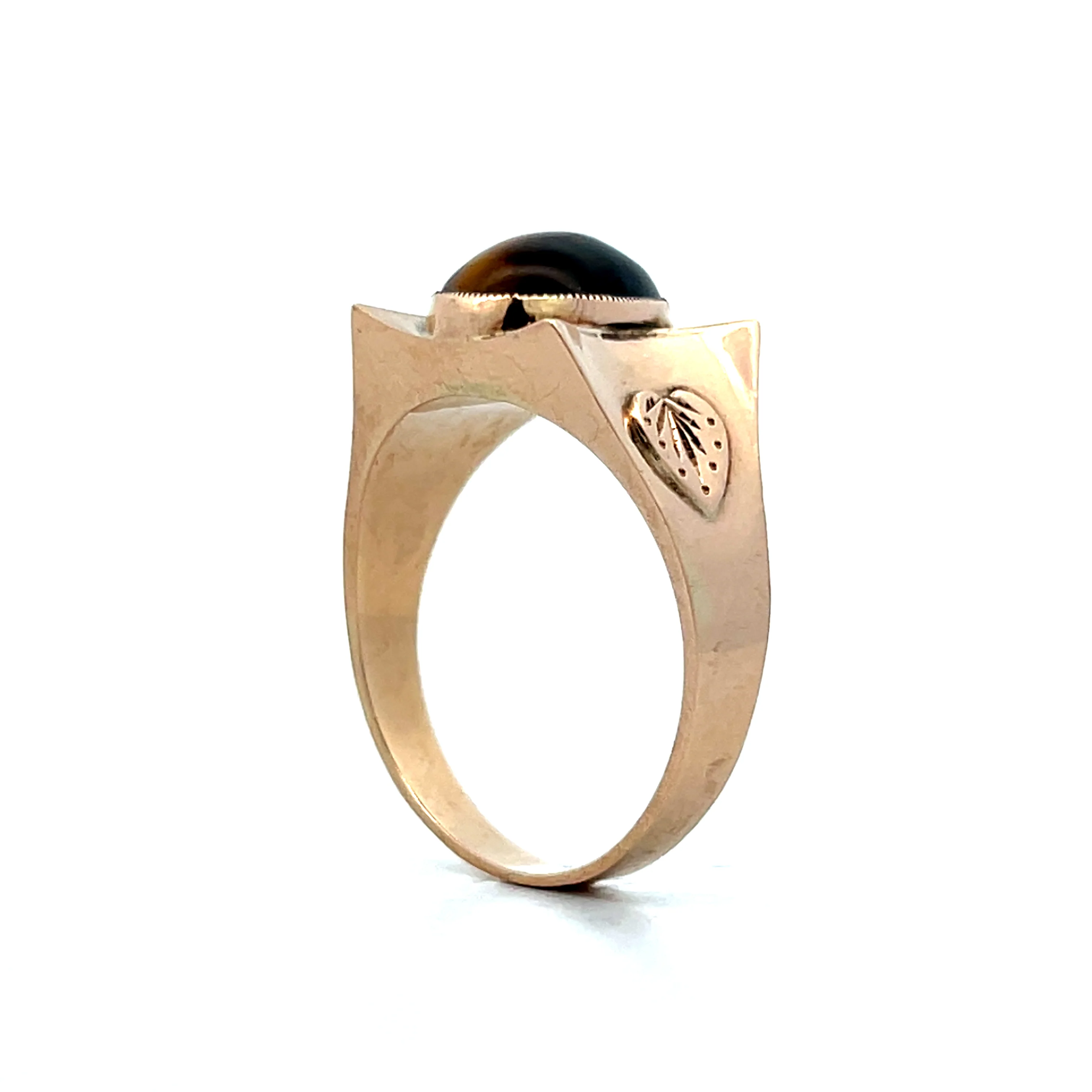 Mens Antique Art Nouveau Tigers Eye Ring in 14k - Image 5