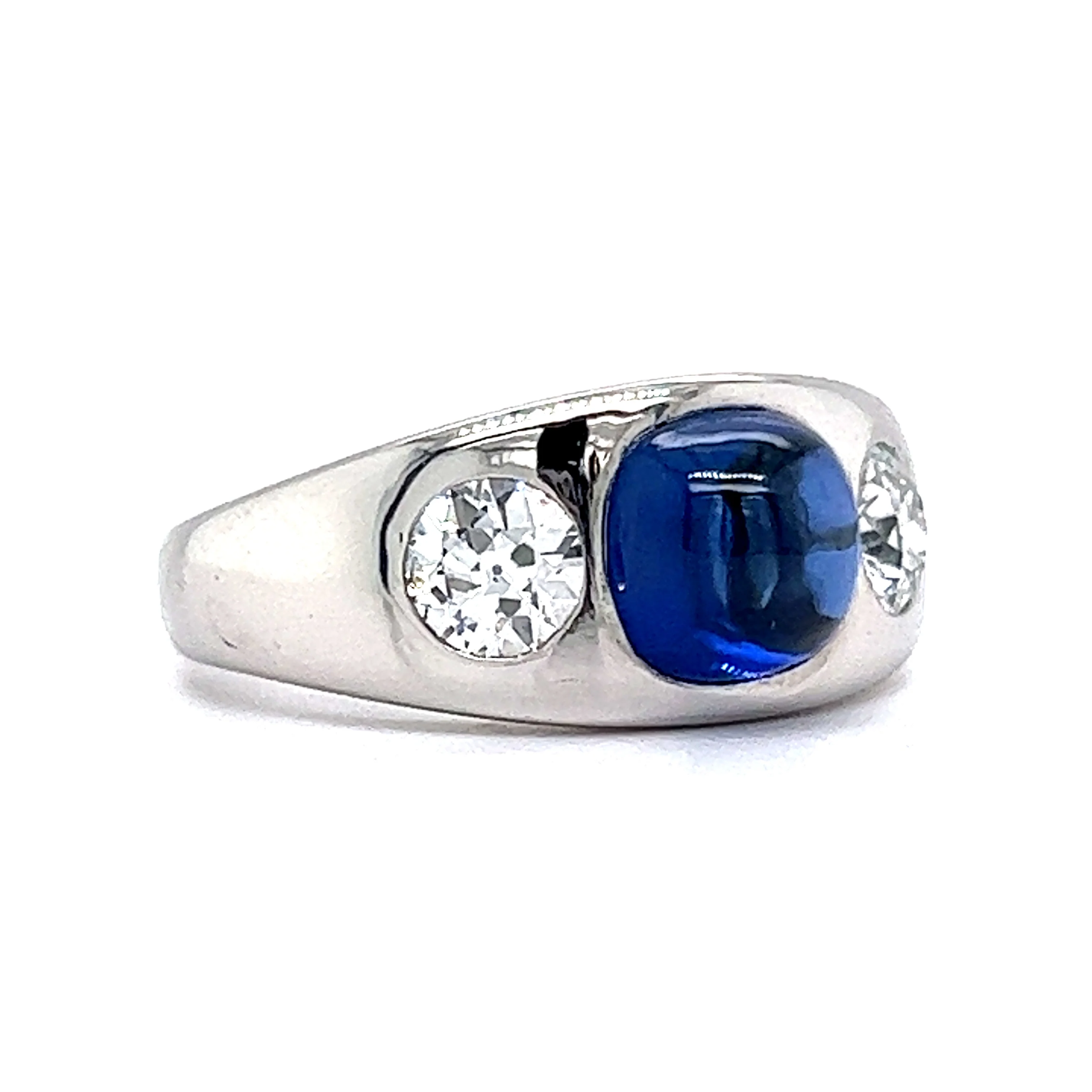 Men's Art Deco Sapphire & Diamond Ring in Platinum - Image 3
