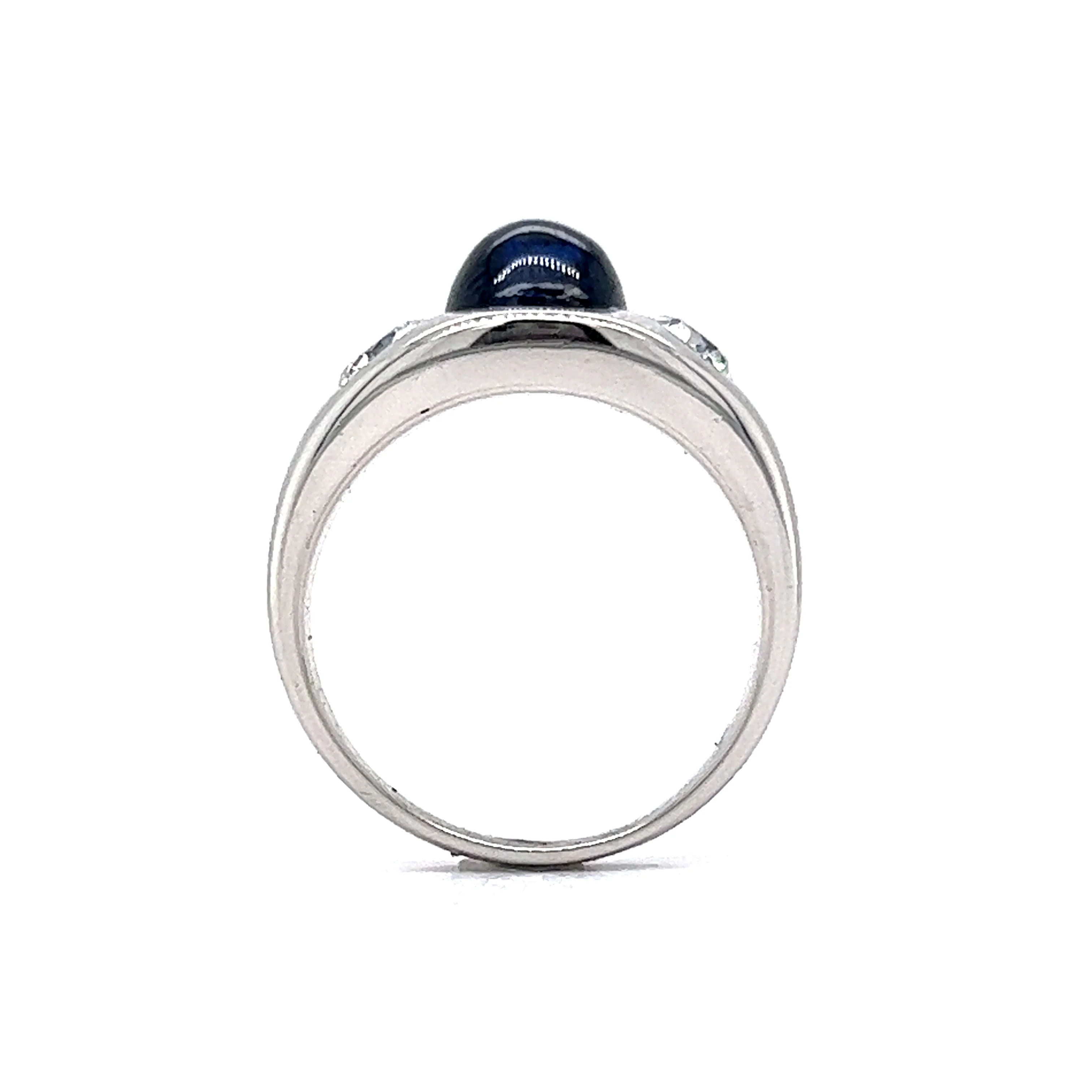 Men's Art Deco Sapphire & Diamond Ring in Platinum - Image 4