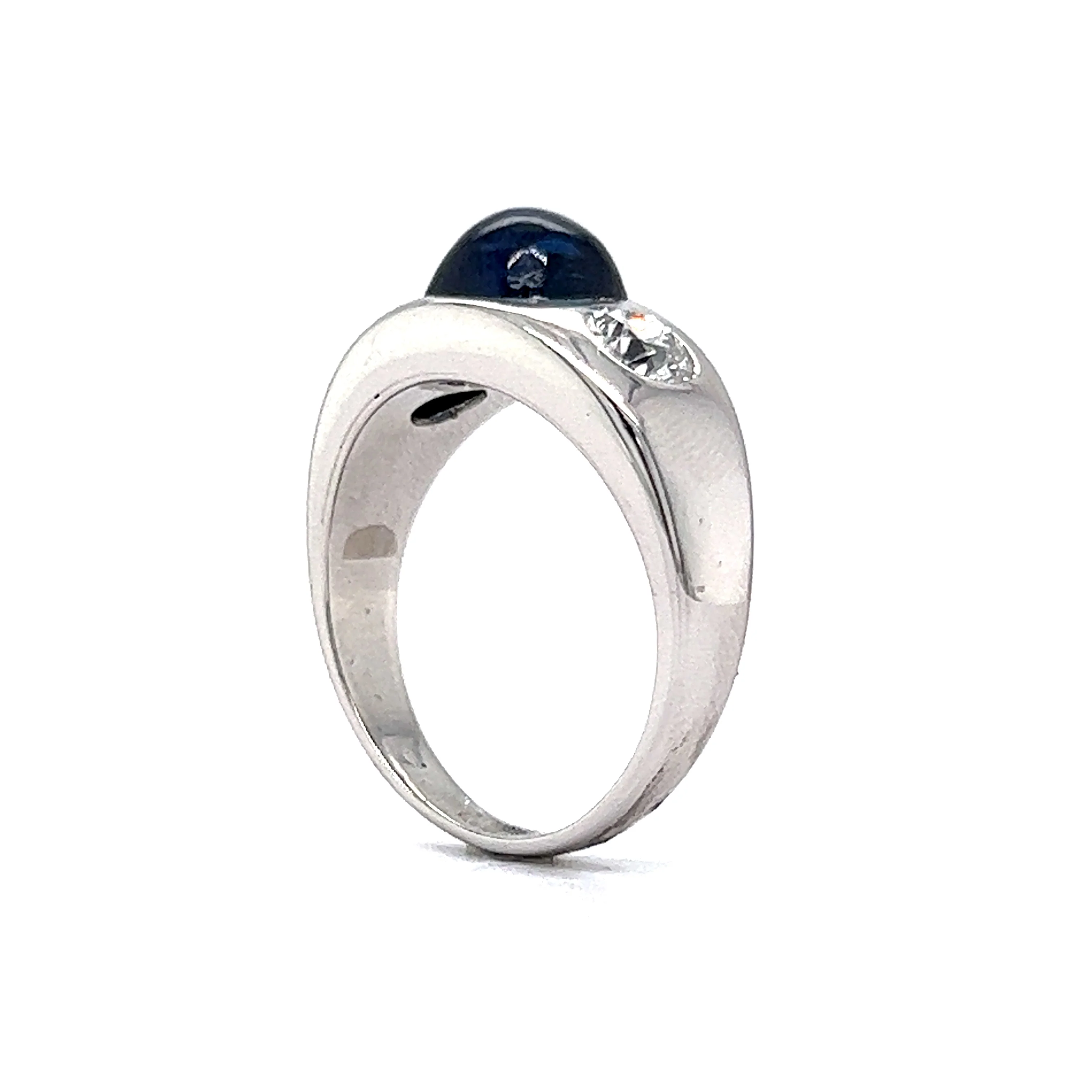 Men's Art Deco Sapphire & Diamond Ring in Platinum - Image 5