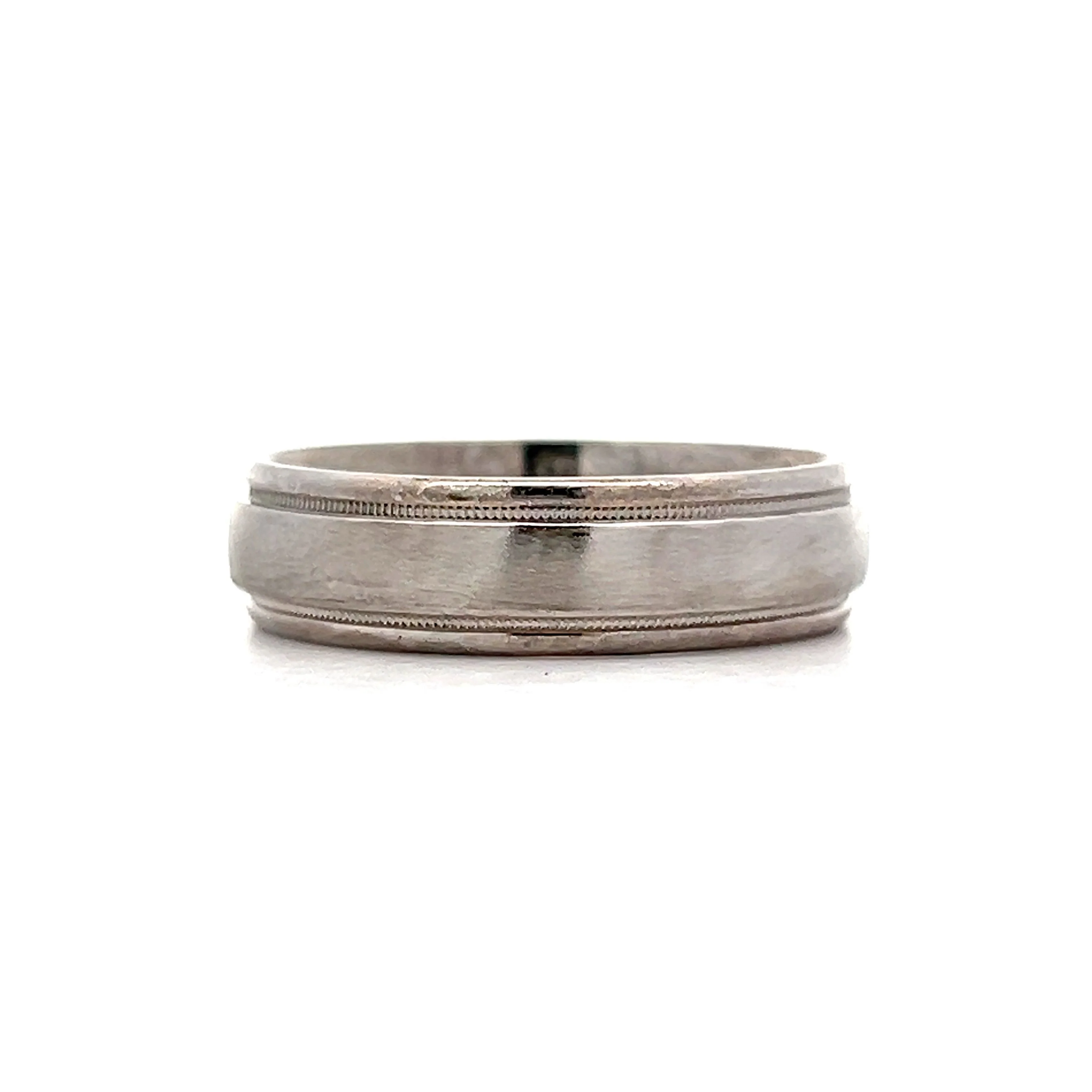Mens Brushed Finish Step Edge Band in Palladium - Image 2