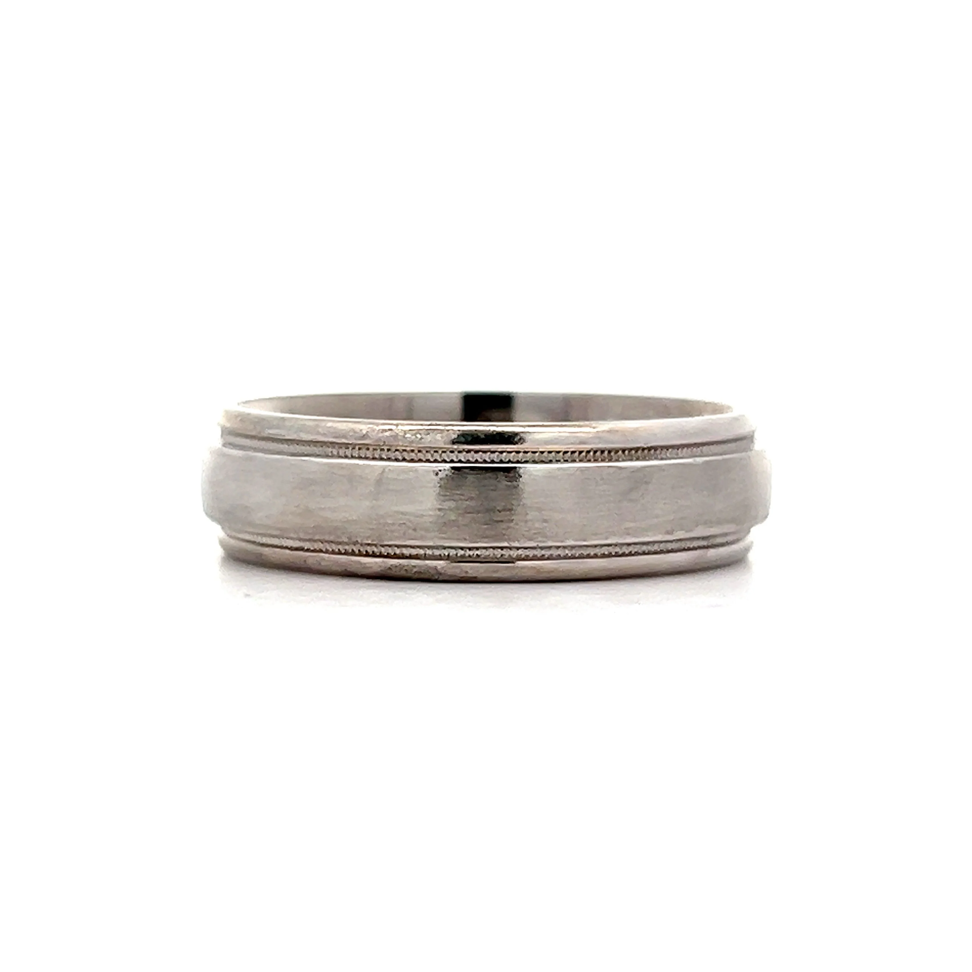 Mens Brushed Finish Step Edge Band in Palladium - Image 3