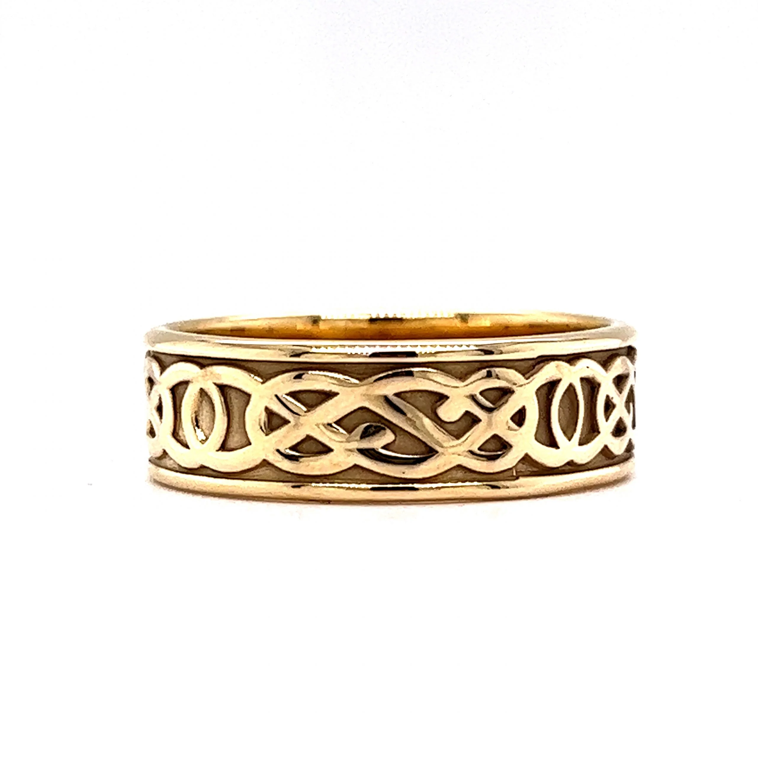 Men's Celtic Engraved Wedding Band in 14k Yellow Gold - Image 3