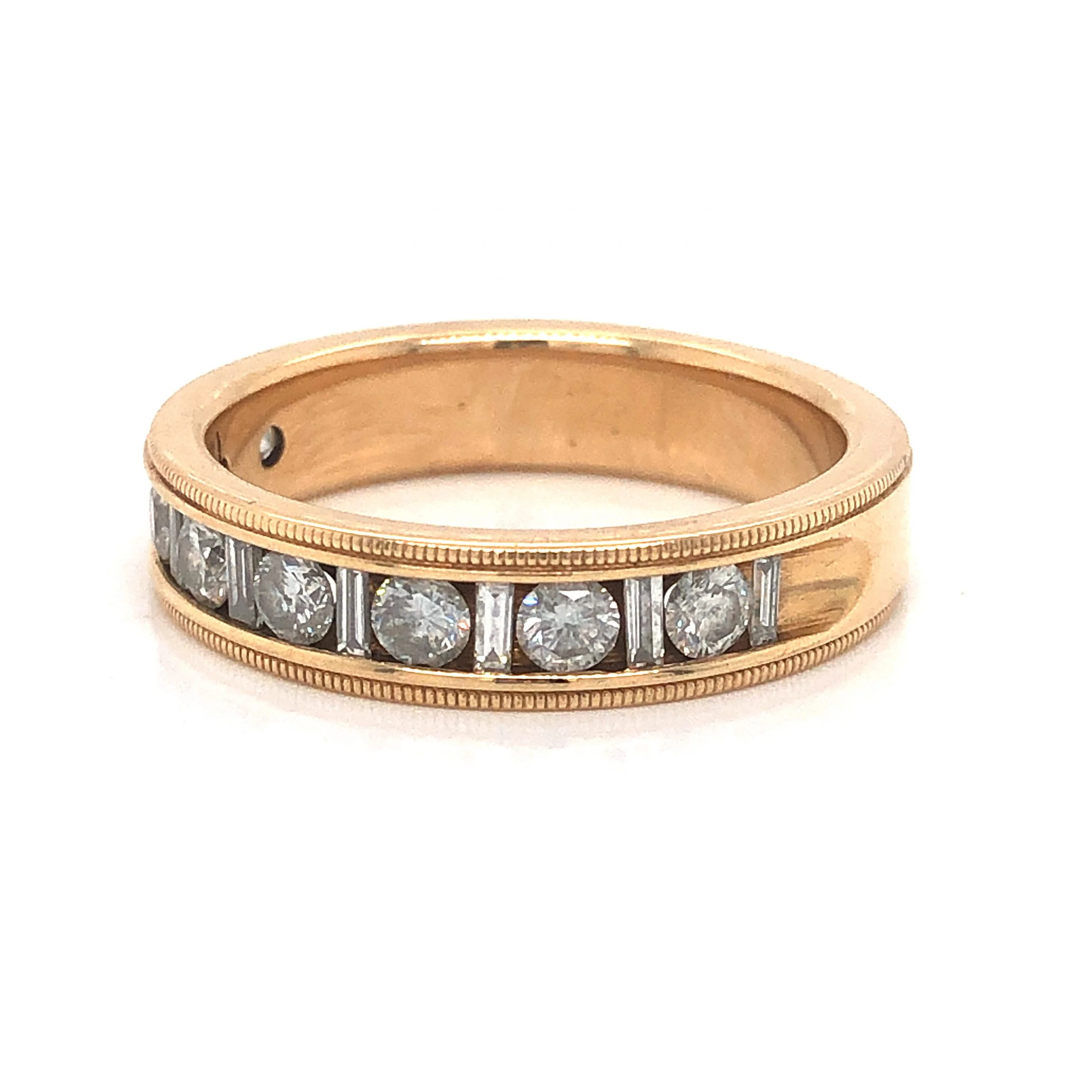 Men's Channel Set Diamond Wedding Band in 14k Yellow Gold - Image 2