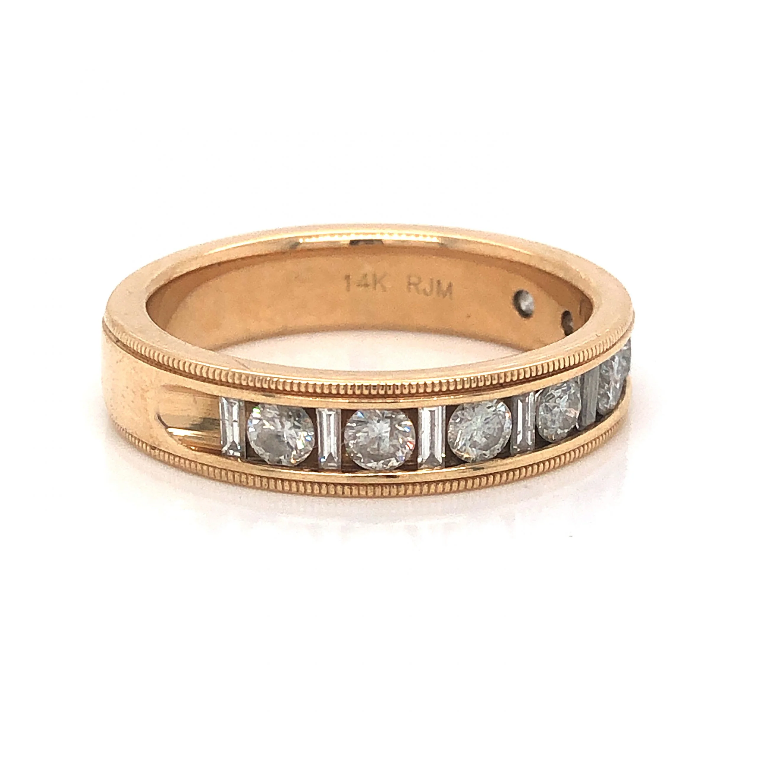 Men's Channel Set Diamond Wedding Band in 14k Yellow Gold - Image 3