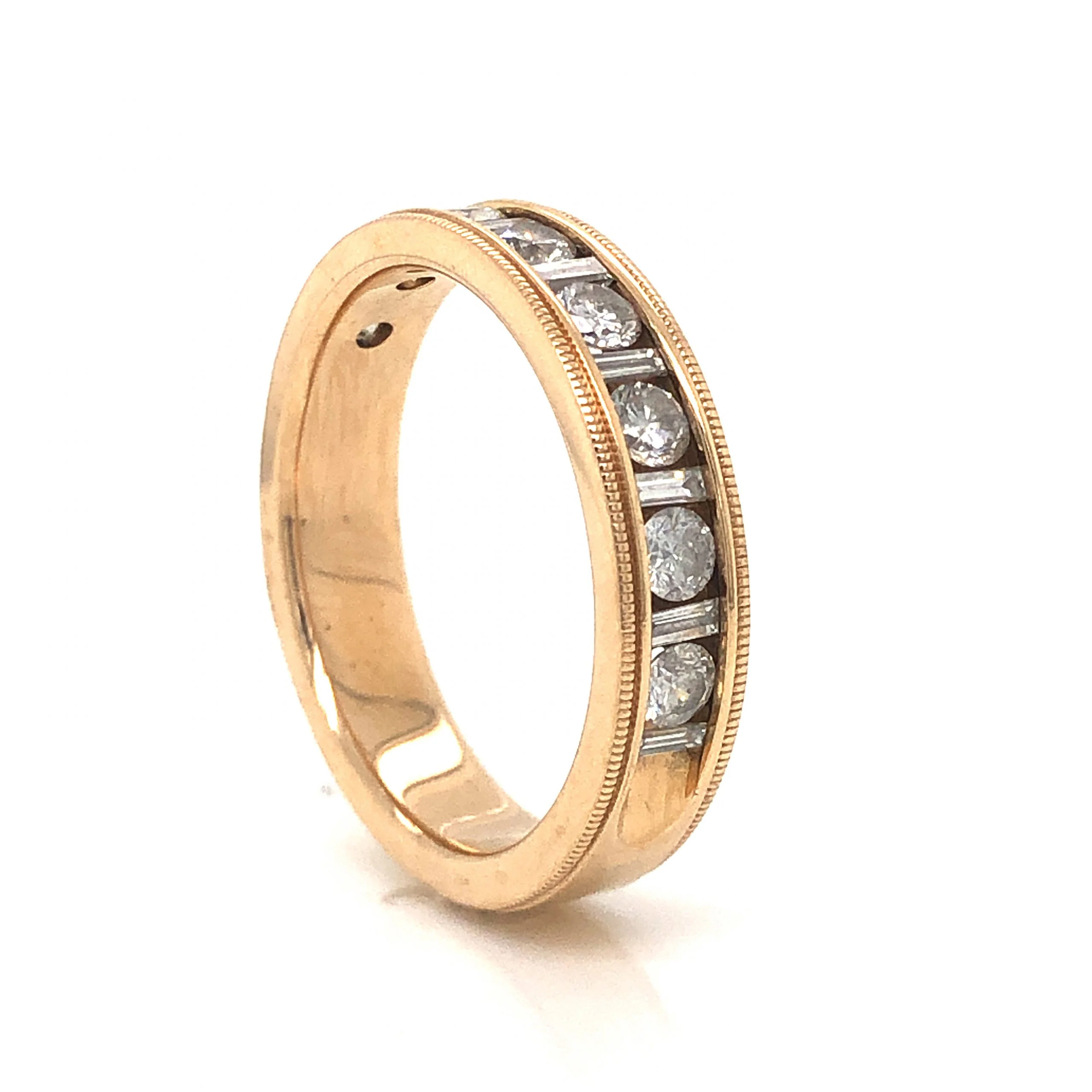 Men's Channel Set Diamond Wedding Band in 14k Yellow Gold - Image 4