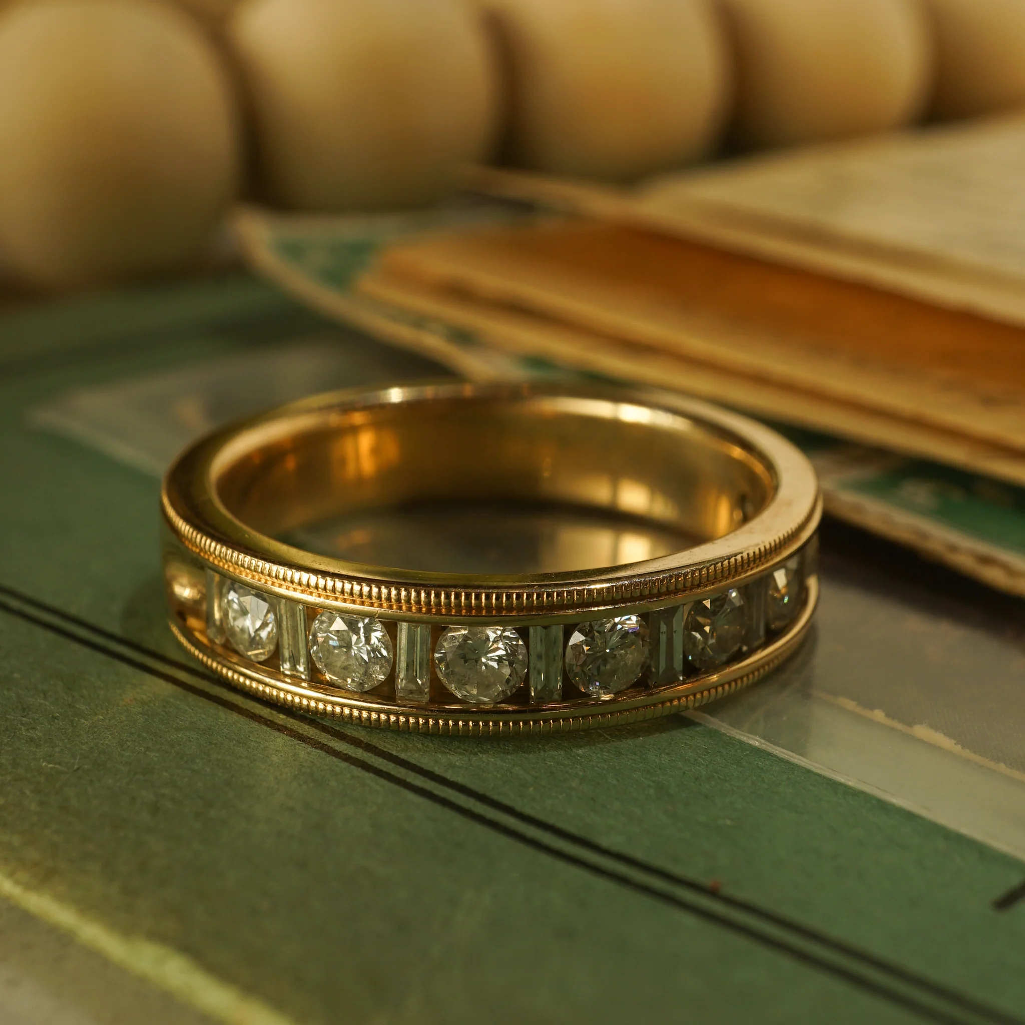 Men's Channel Set Diamond Wedding Band in 14k Yellow Gold - Image 5