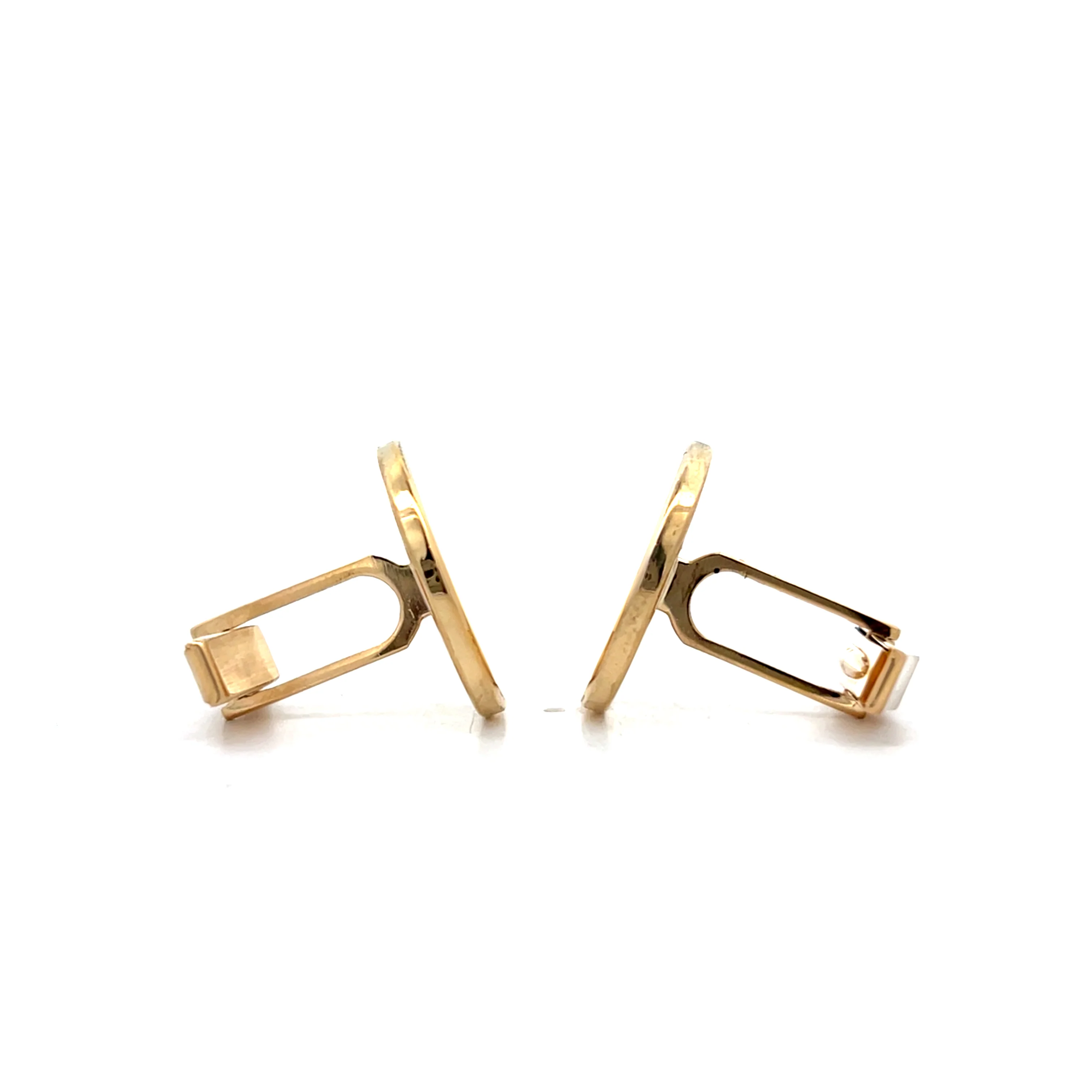 Mens Circular Cufflinks in 14k Yellow Gold - Image 4