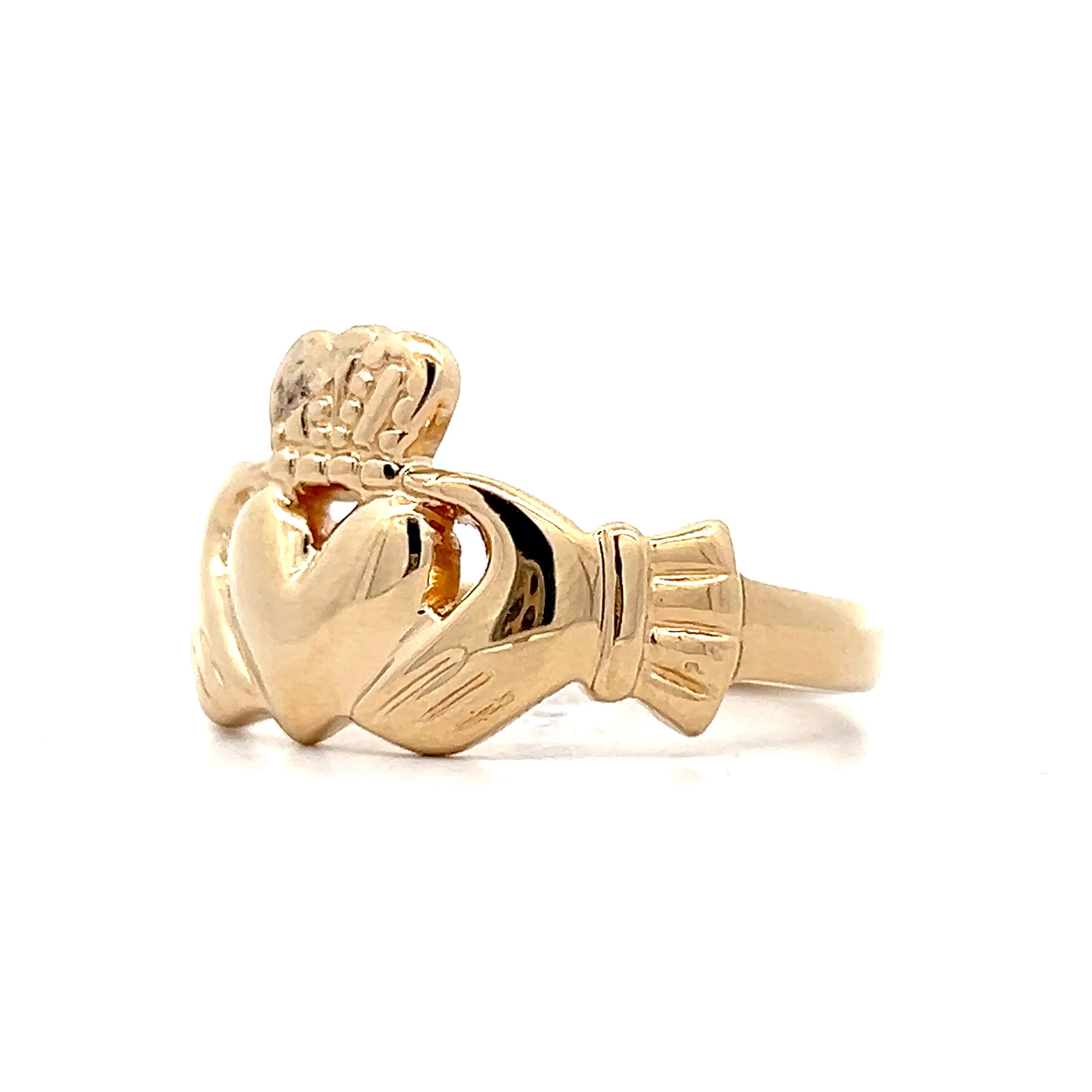 Mens Claddagh Ring in 14k Yellow Gold - Image 2