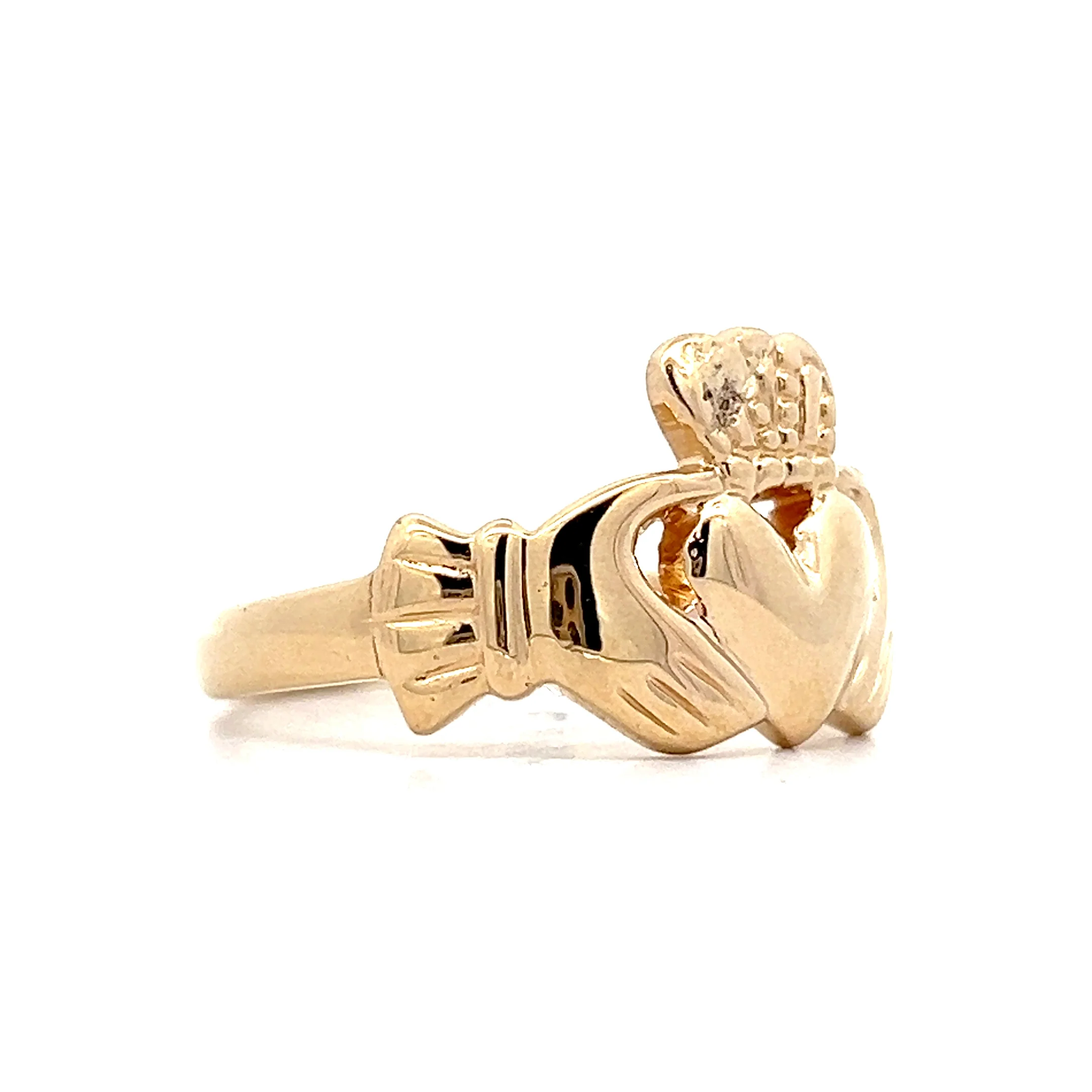 Mens Claddagh Ring in 14k Yellow Gold - Image 3