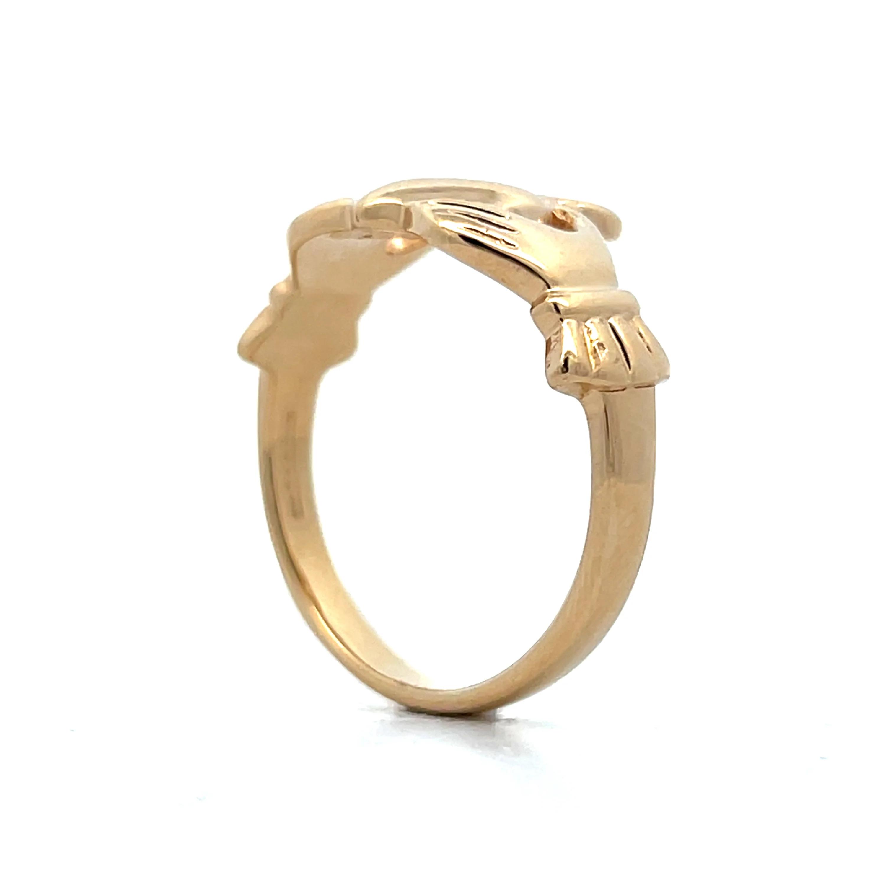 Mens Claddagh Ring in 14k Yellow Gold - Image 5