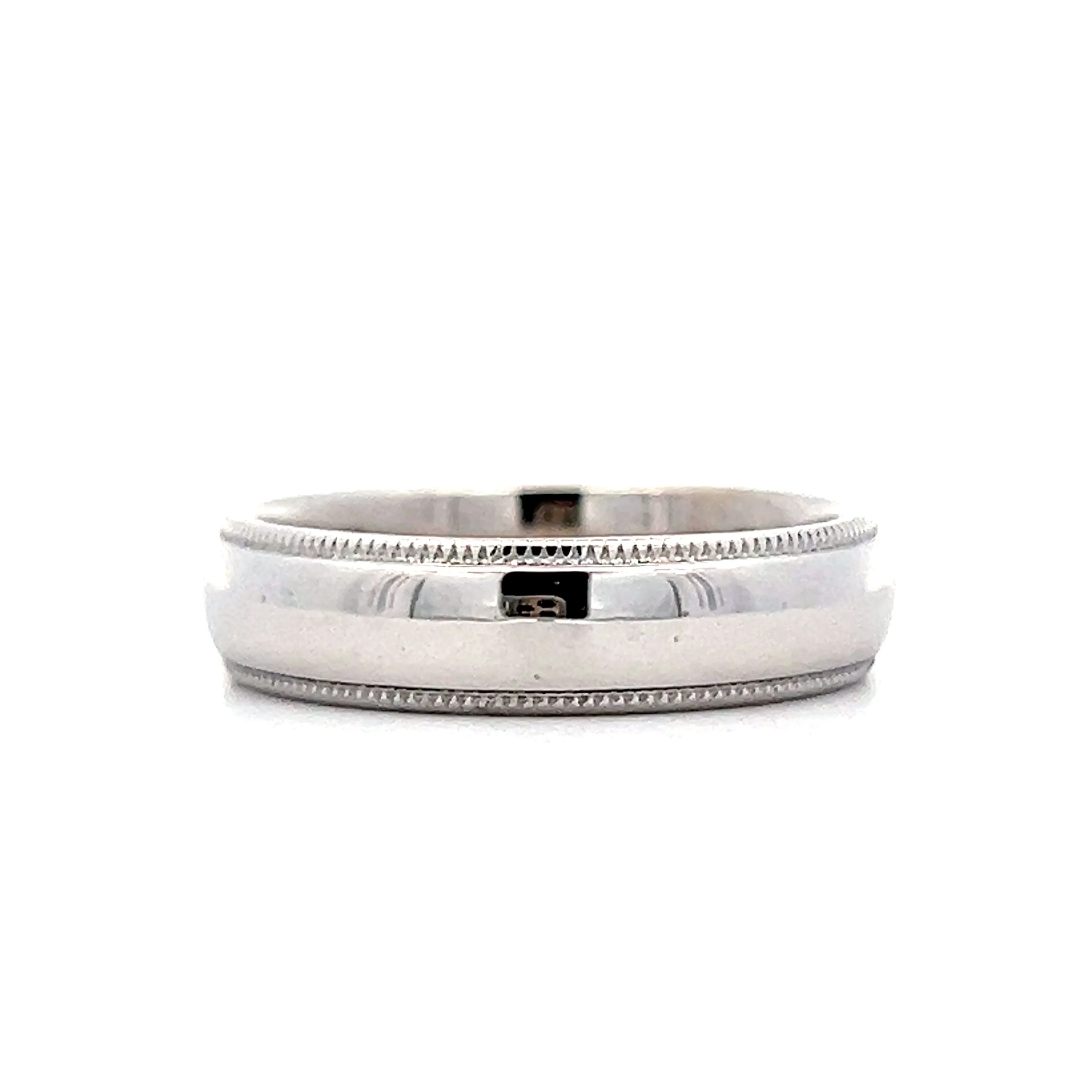 Mens Classic 5mm Milgrain Wedding Band in 14k