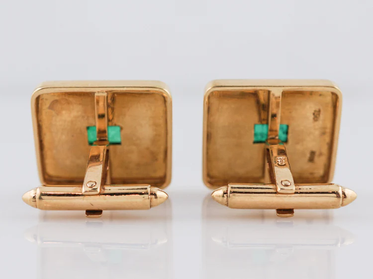 Men's Cufflinks 1.78 Emerald/Step Cut Emerald in 18k Yellow Gold - Image 4