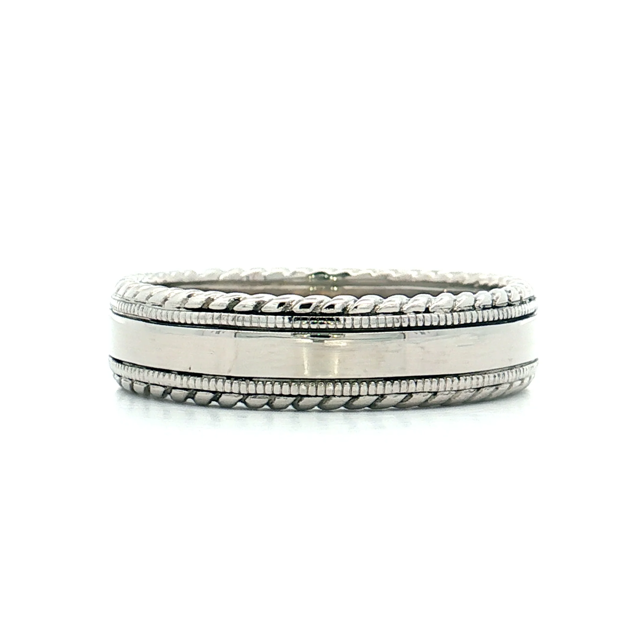 Men's Double Milgrain Wedding Band in Platinum - Image 3