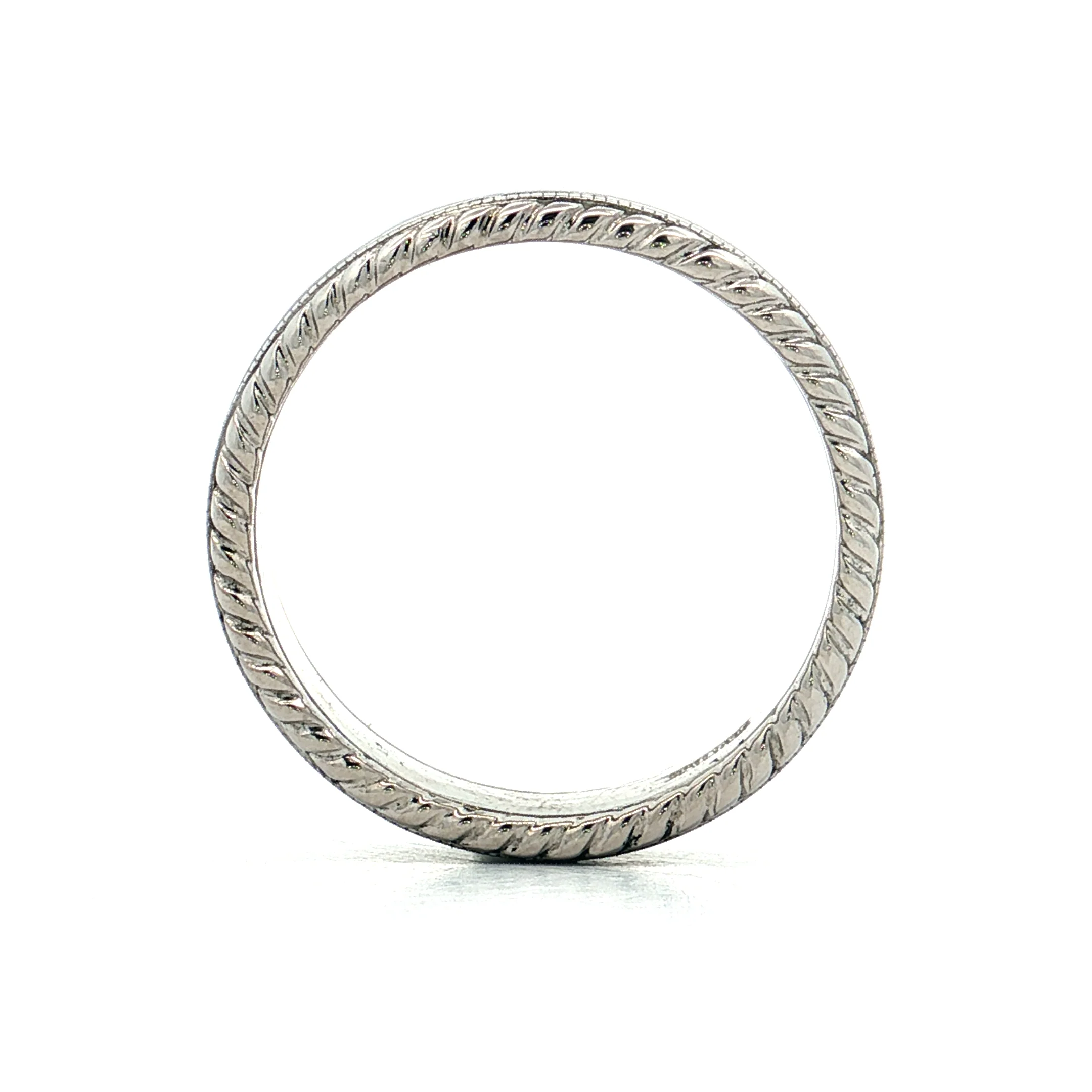 Men's Double Milgrain Wedding Band in Platinum - Image 4