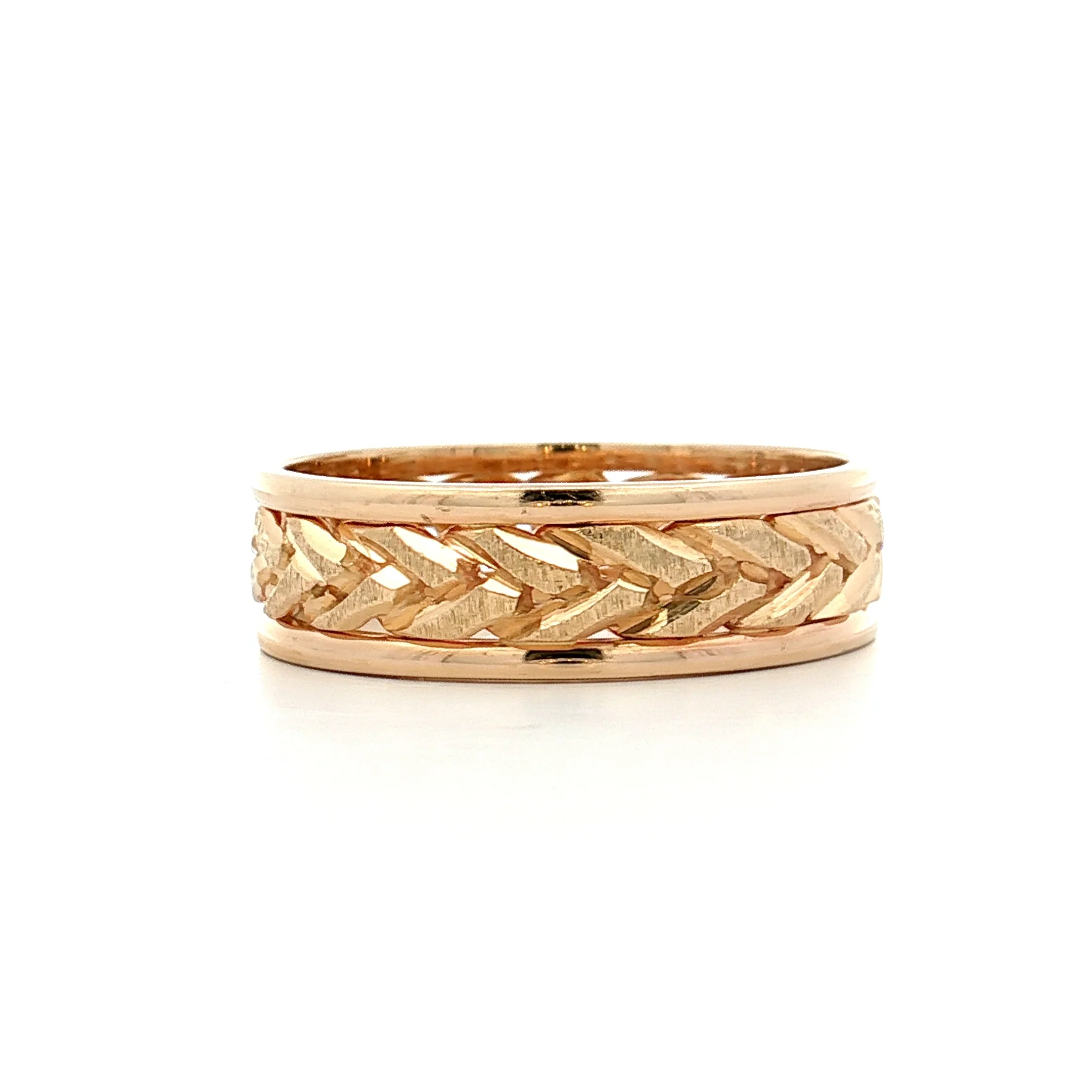 Men's Engraved Braided Chain Link Wedding Band 14k - Image 3