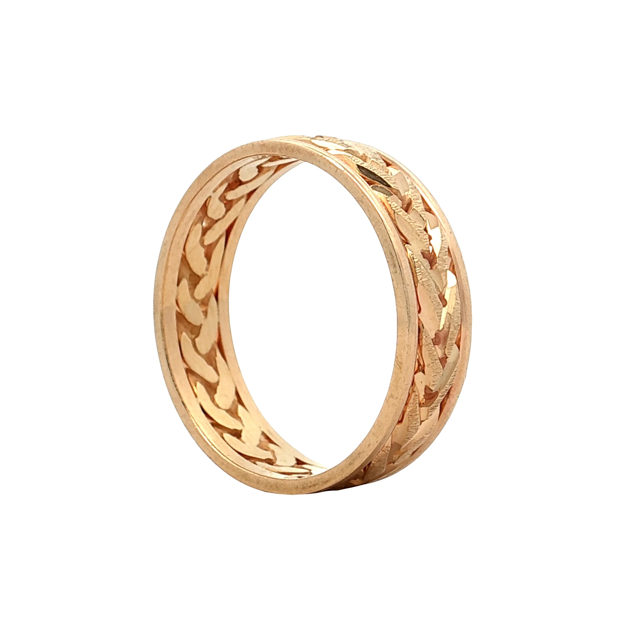 Men's Engraved Braided Chain Link Wedding Band 14k - Image 5