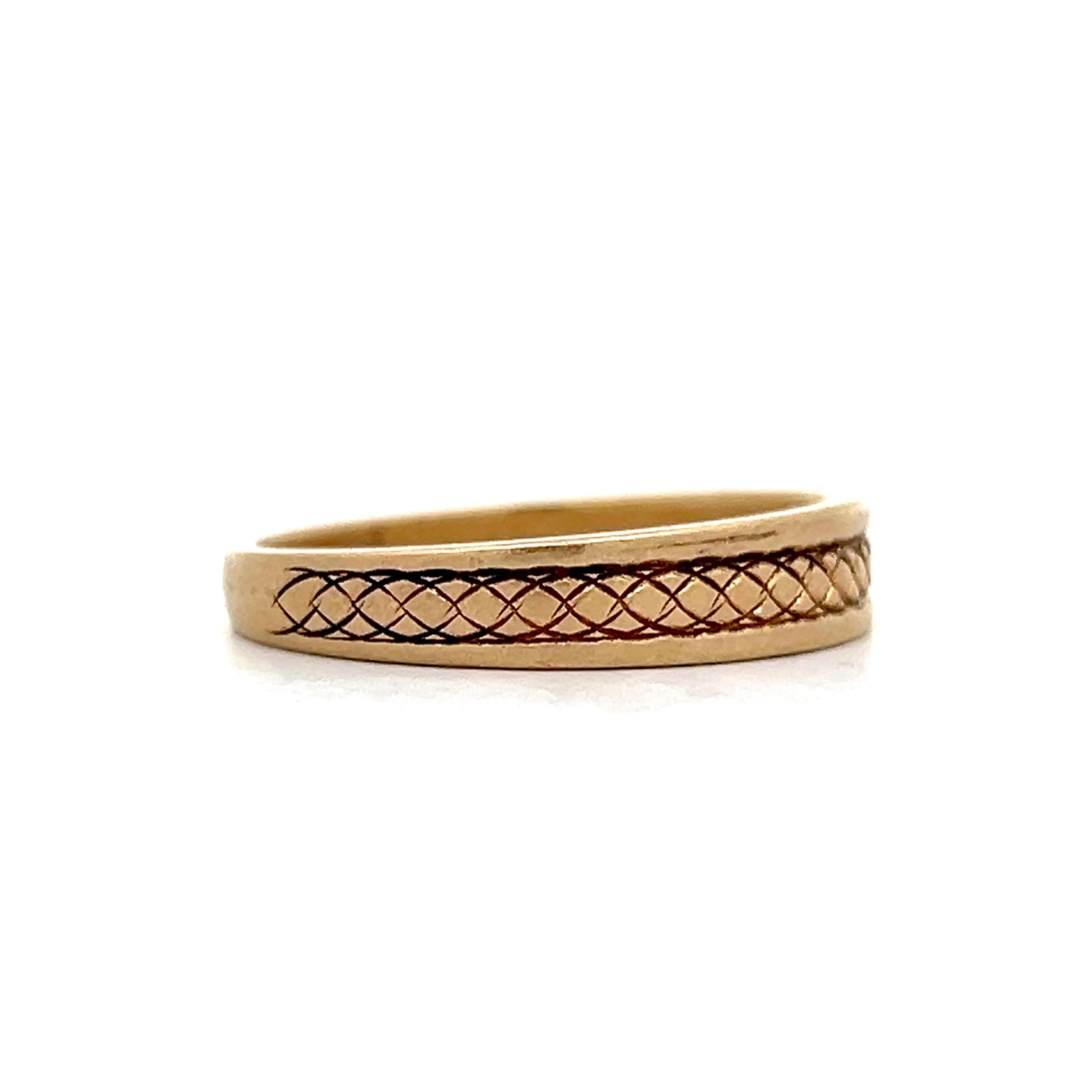 Men's Etched Tapered Wedding Band in 14k - Image 3