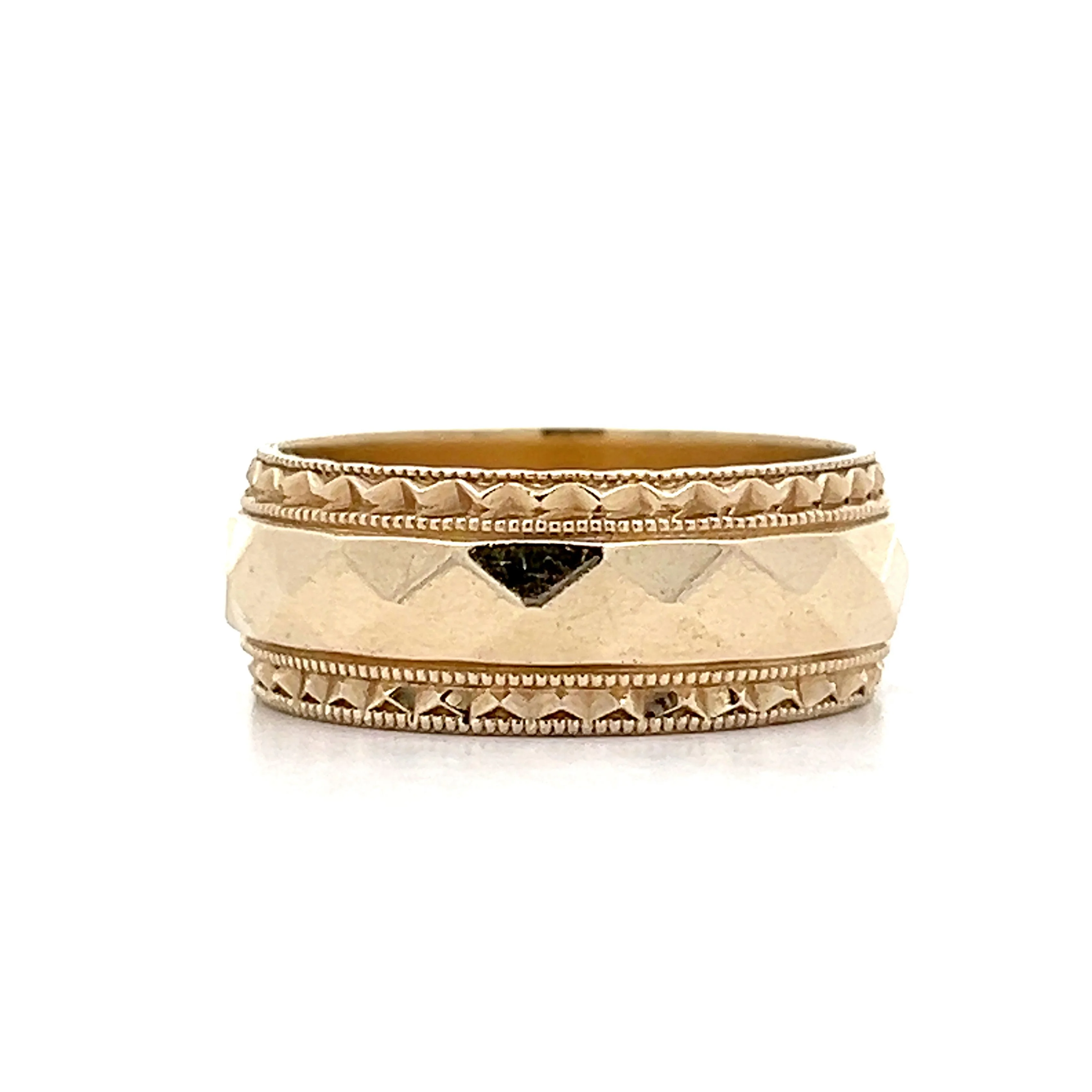 Men's Fancy Geometric Wedding Band in 14k Yellow Gold - Image 2