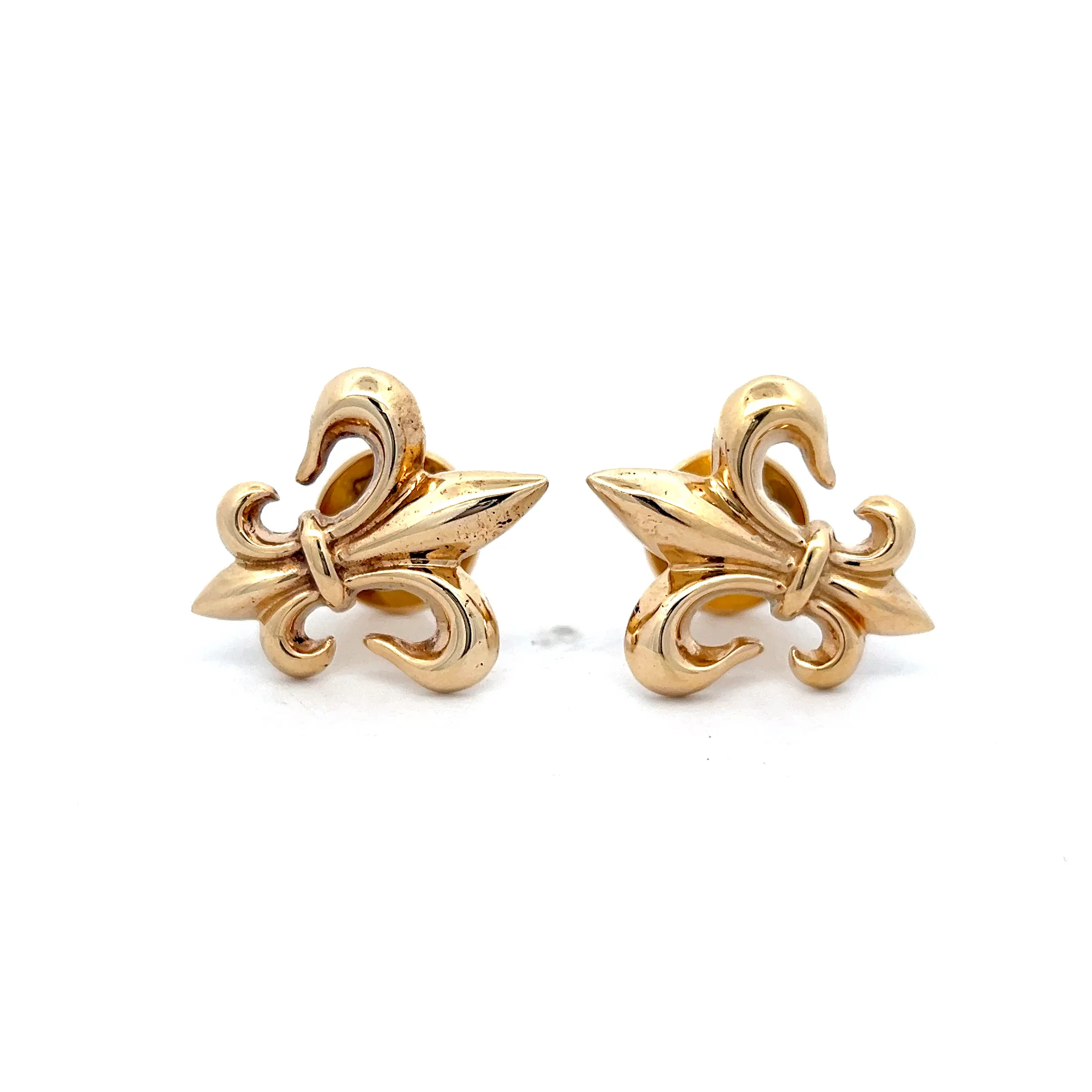 Mens Fleur De Lis Cufflinks in 14k Yellow Gold