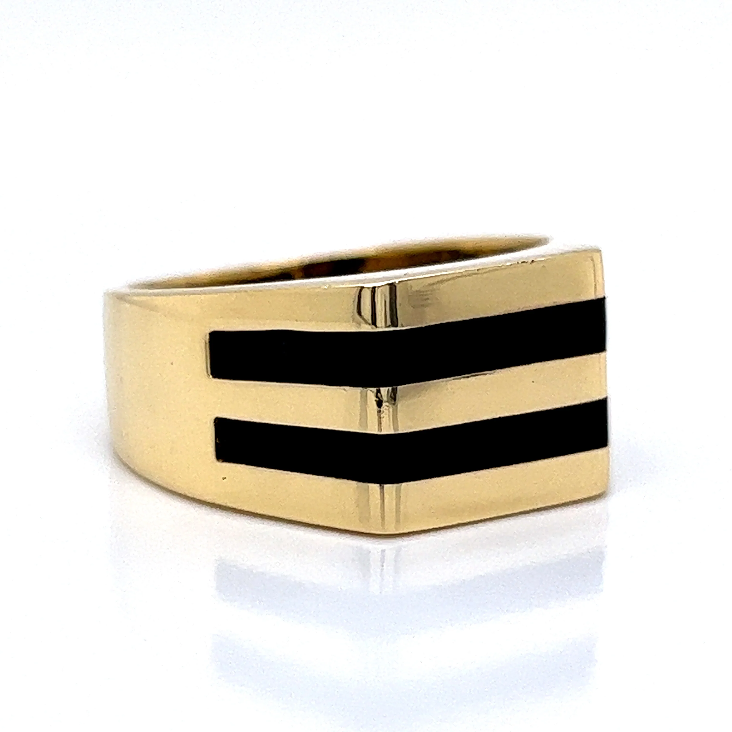 Men's Geometric Black Onyx Ring in 18k Yellow Gold - Image 3